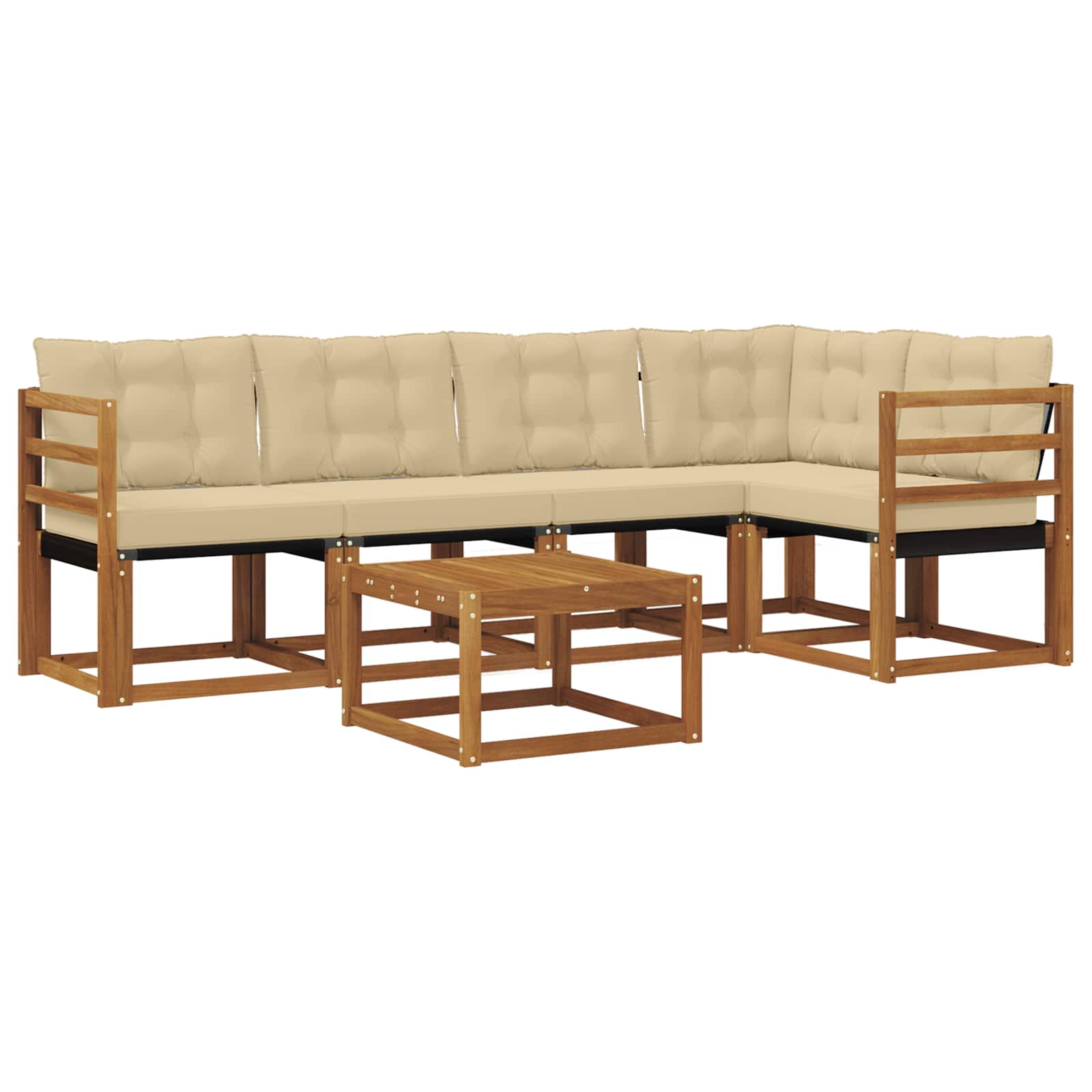 Buiten bankenset met kussen 6 pcs Natuurlijk en Beige is nu te koop bij PeponiXL, paradijselijk wonen!