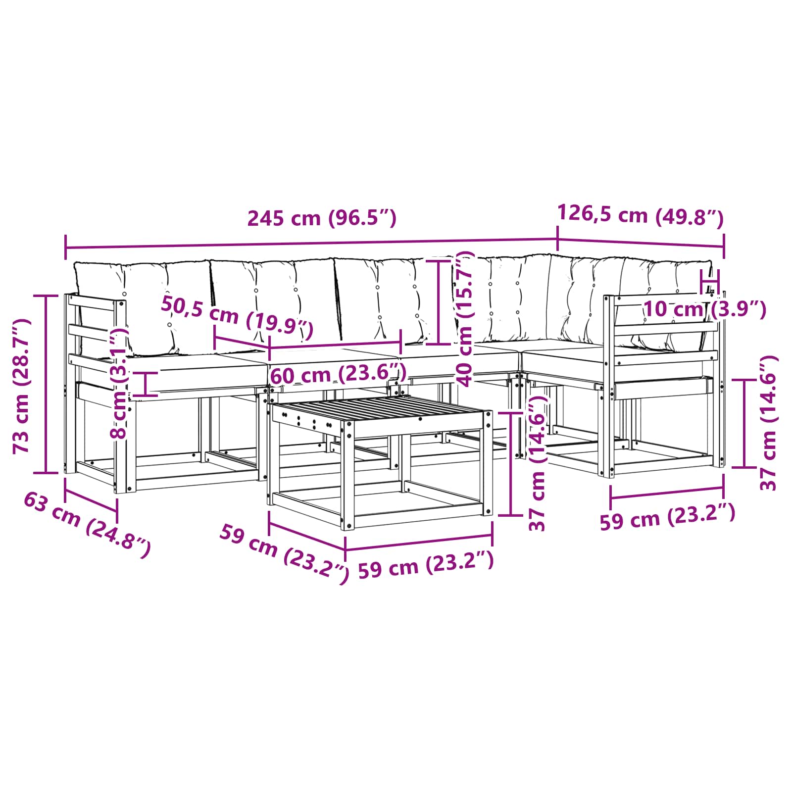 Buiten bankenset met kussen 6 pcs Natuurlijk en Beige is nu te koop bij PeponiXL, paradijselijk wonen!