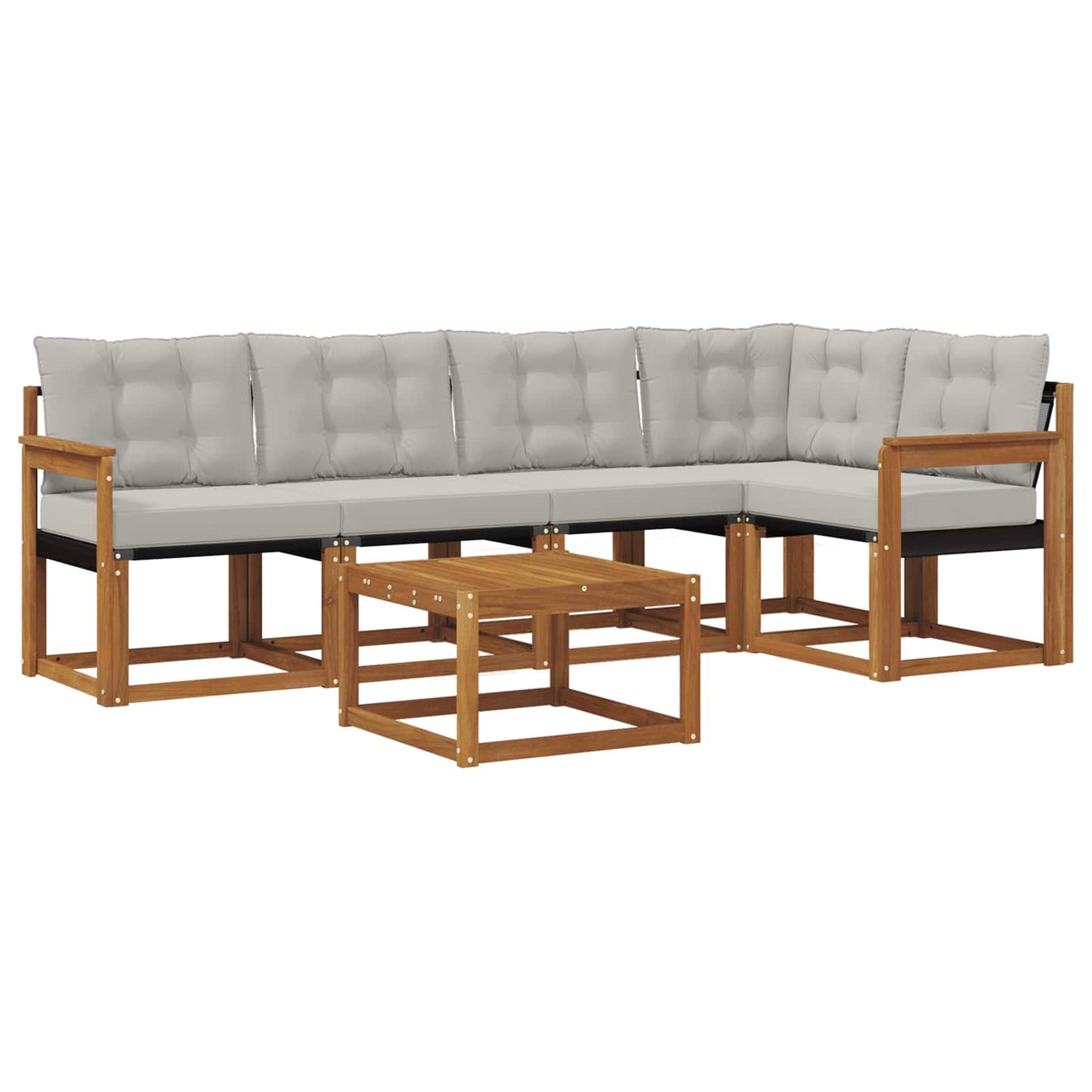 Buiten bankenset met kussen 6 pcs Natuurlijk en Lichtgrijs is nu te koop bij PeponiXL, paradijselijk wonen!