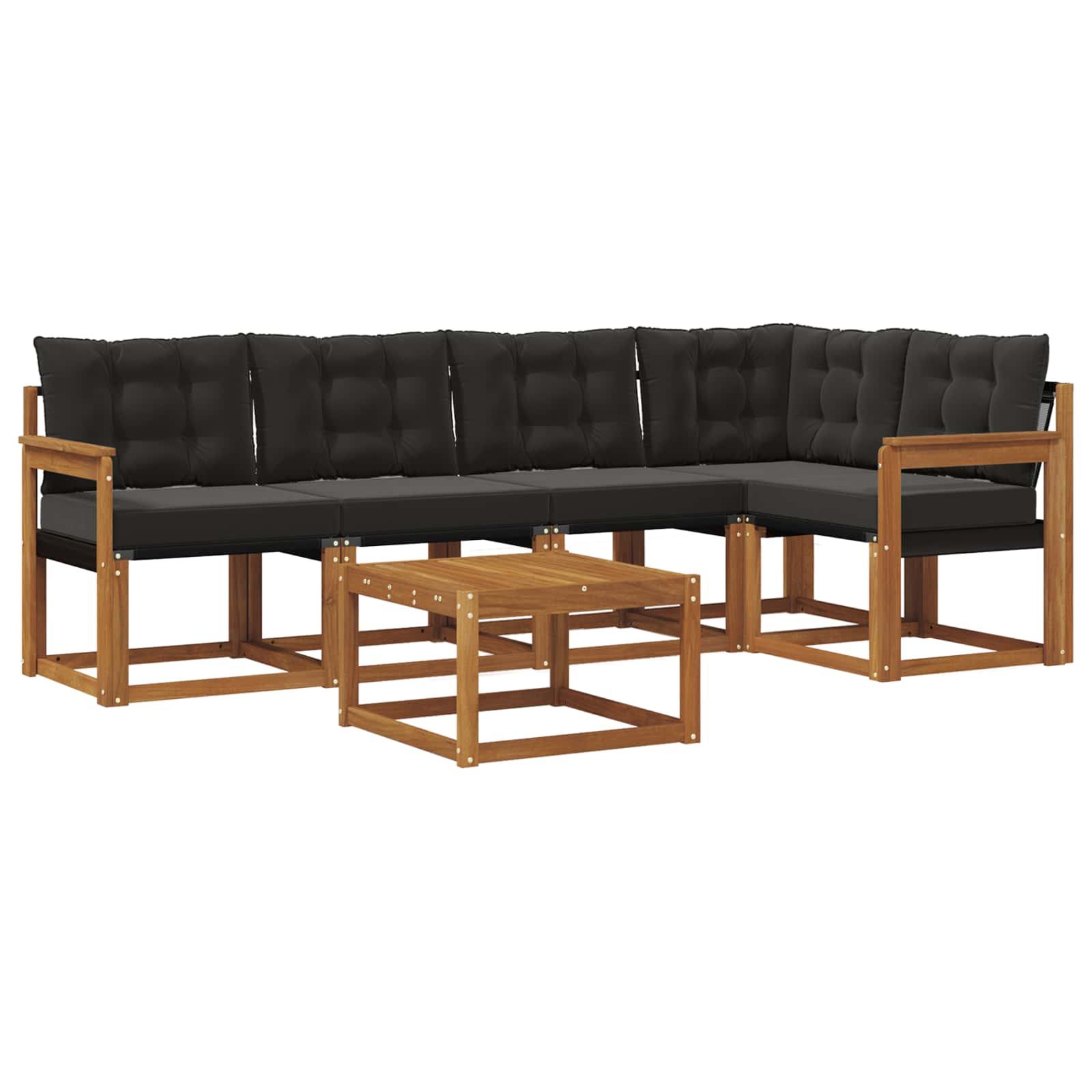 Buiten bankenset met kussen 6 pcs Natuurlijk en Zwart is nu te koop bij PeponiXL, paradijselijk wonen!