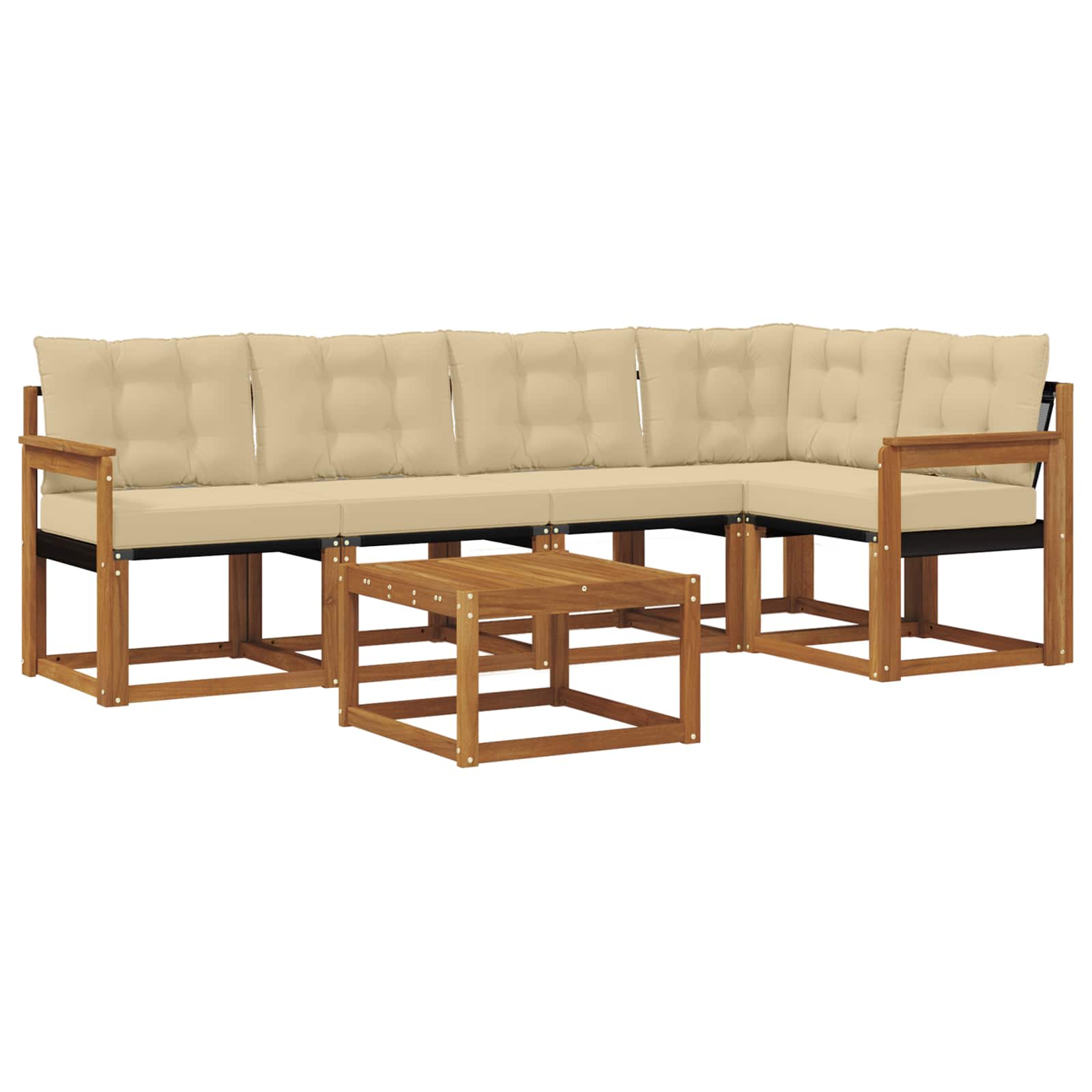 Buiten bankenset met kussen 6 pcs Natuurlijk en Beige is nu te koop bij PeponiXL, paradijselijk wonen!