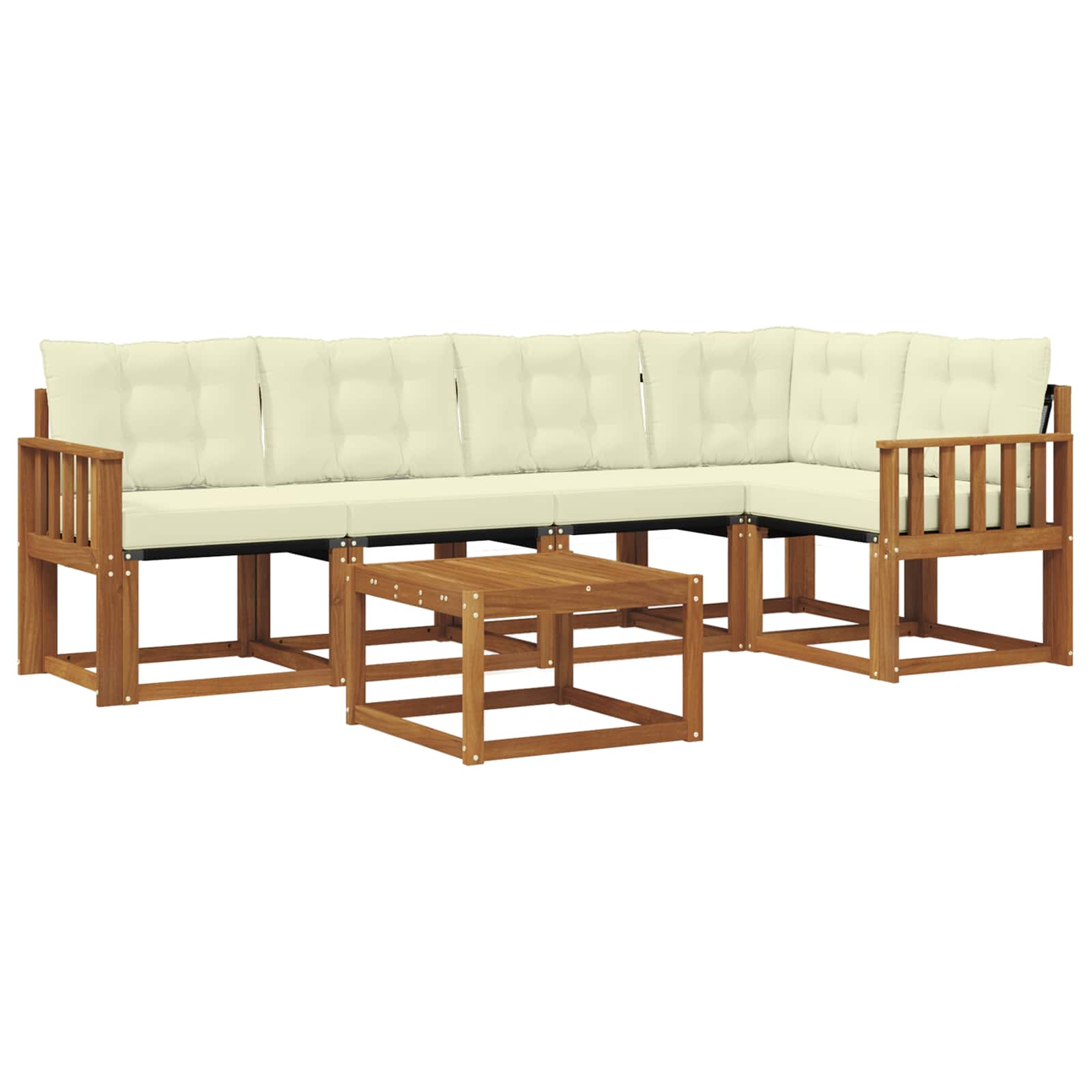 Buiten bankenset met kussen 6 pcs Natuurlijk en Crème is nu te koop bij PeponiXL, paradijselijk wonen!