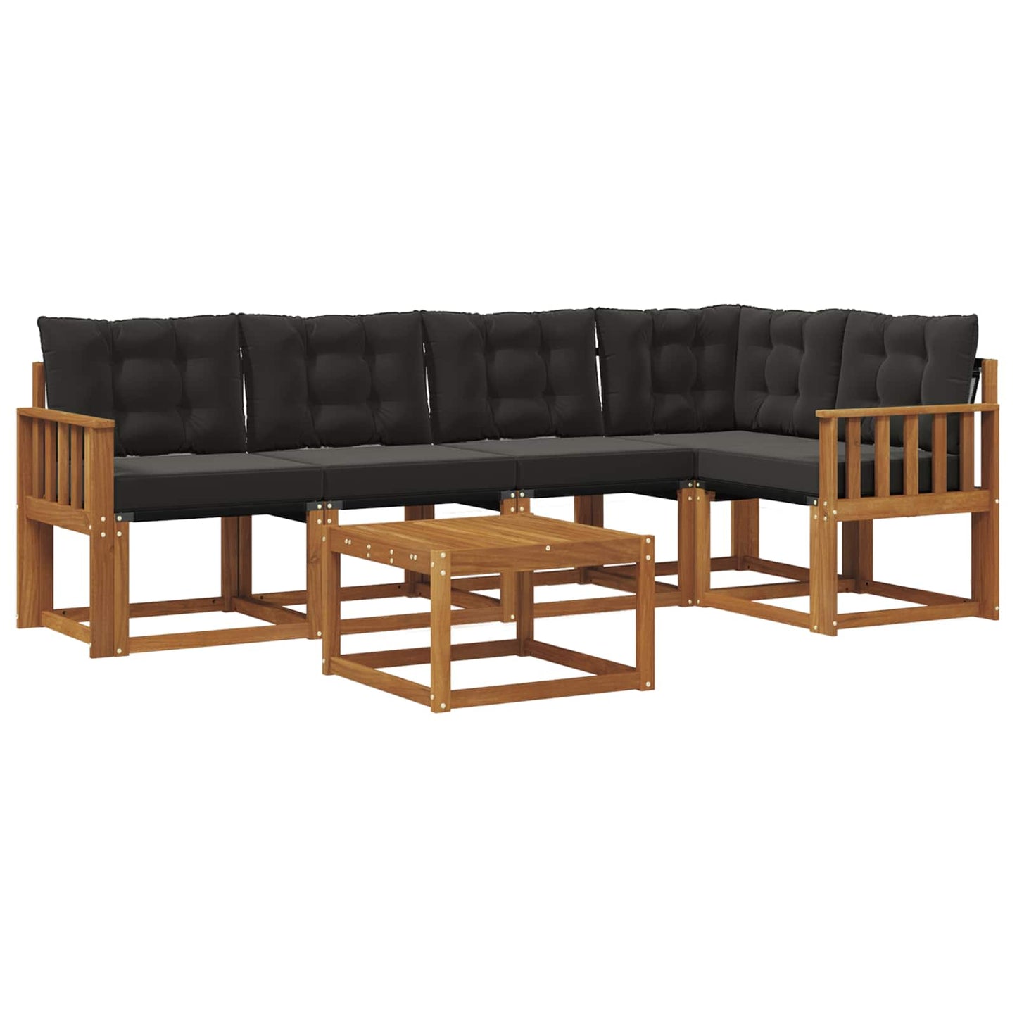 Buiten bankenset met kussen 6 pcs Natuurlijk en Zwart is nu te koop bij PeponiXL, paradijselijk wonen!
