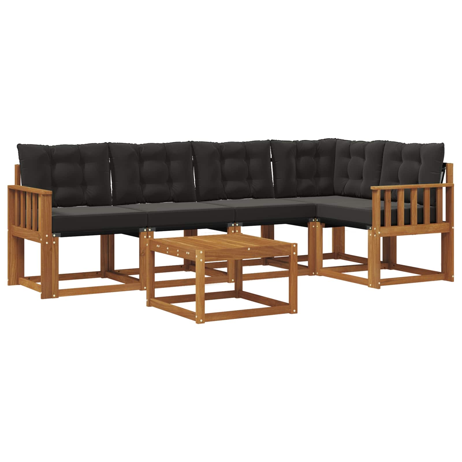 Buiten bankenset met kussen 6 pcs Natuurlijk en Zwart is nu te koop bij PeponiXL, paradijselijk wonen!