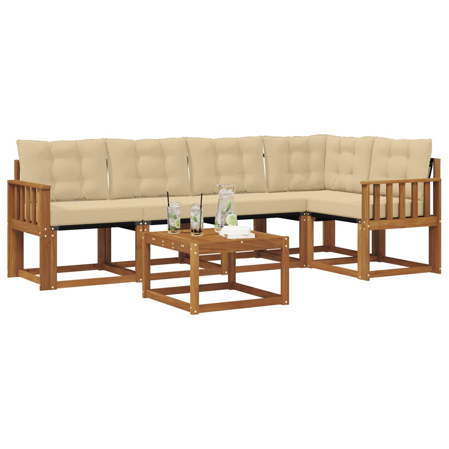 Buiten bankenset met kussen 6 pcs Natuurlijk en Beige is nu te koop bij PeponiXL, paradijselijk wonen!