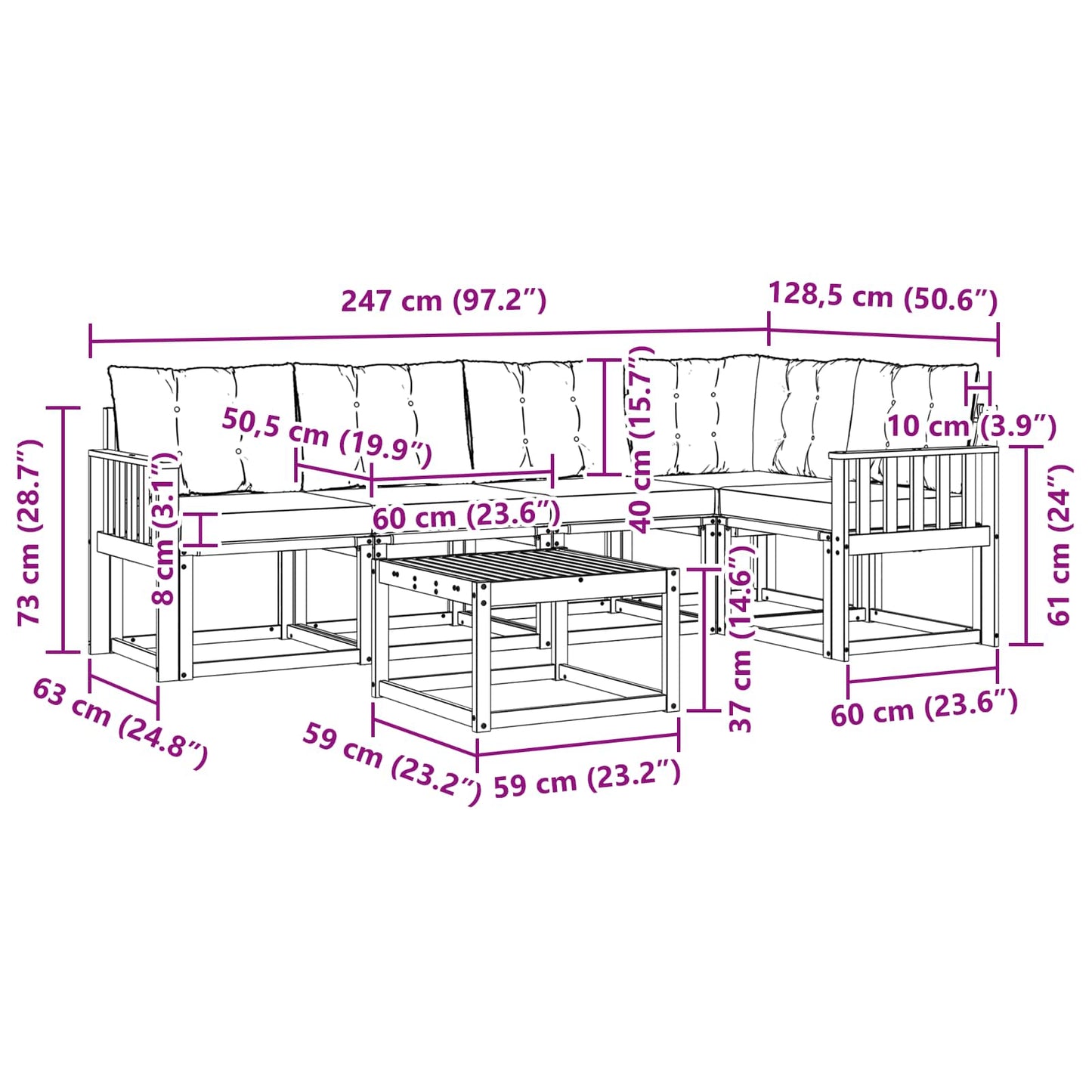 Buiten bankenset met kussen 6 pcs Natuurlijk en Beige is nu te koop bij PeponiXL, paradijselijk wonen!