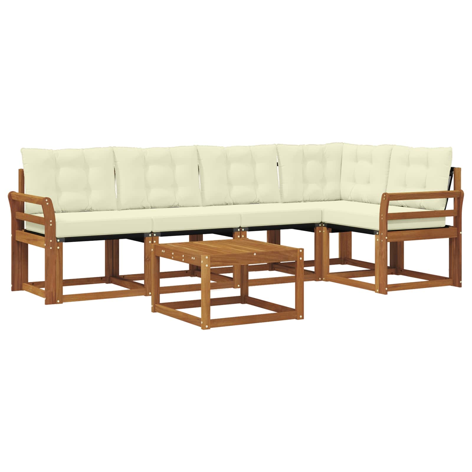Buiten bankenset met kussen 6 pcs Natuurlijk en Crème is nu te koop bij PeponiXL, paradijselijk wonen!