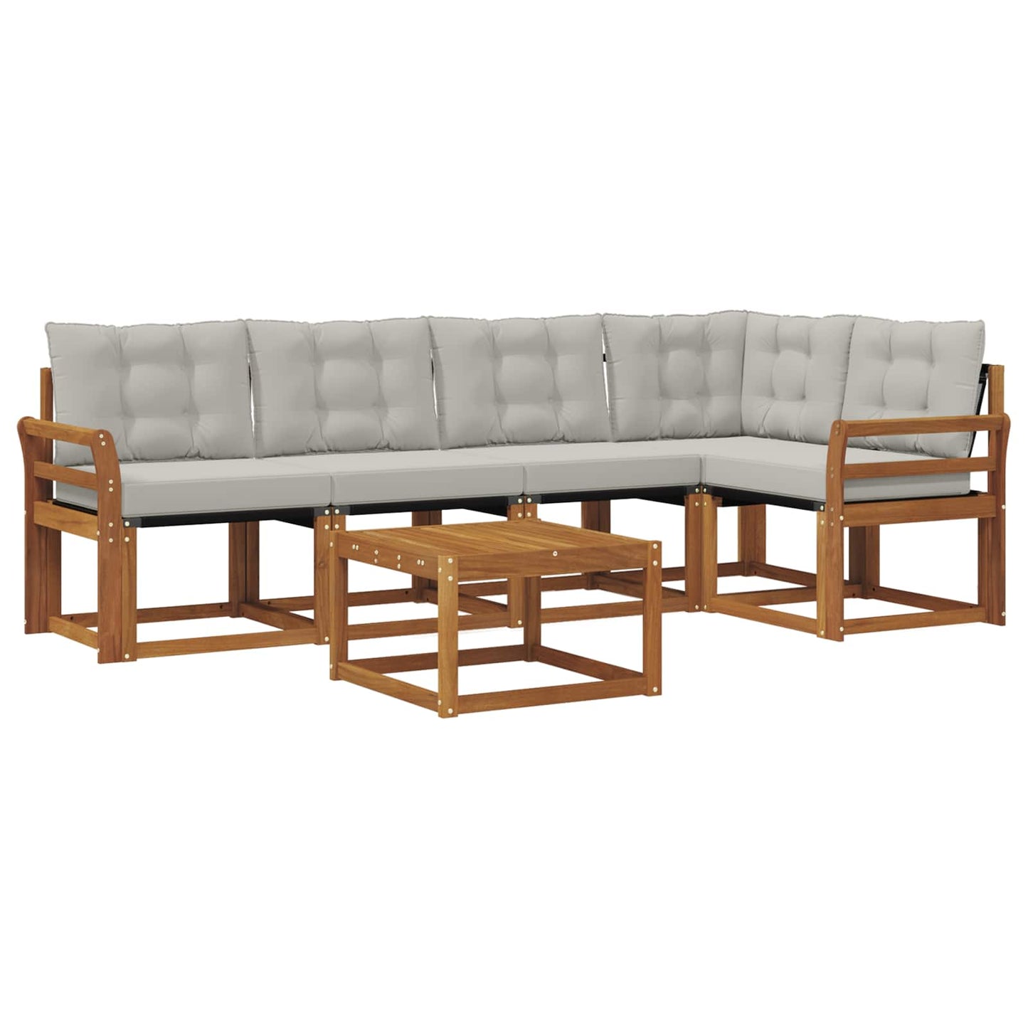 Buiten bankenset met kussen 6 pcs Natuurlijk en Lichtgrijs is nu te koop bij PeponiXL, paradijselijk wonen!