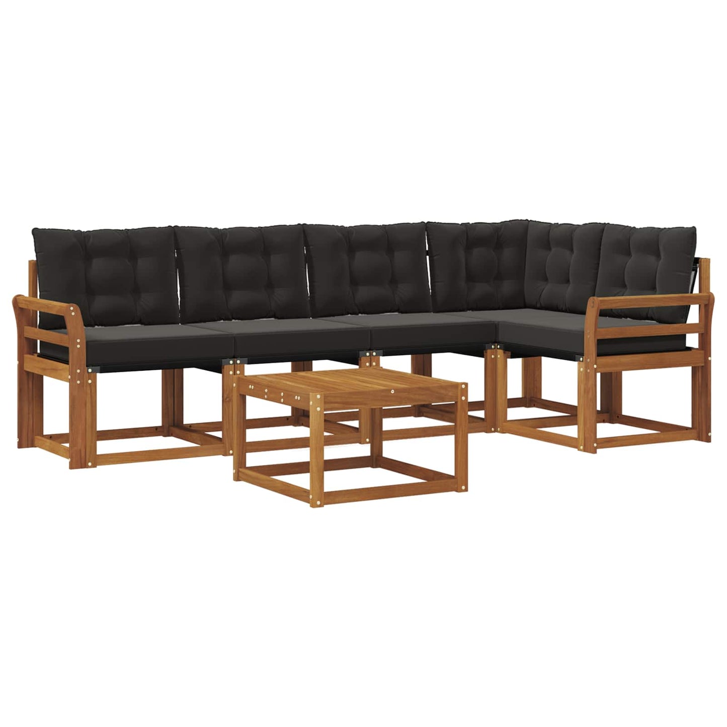 Buiten bankenset met kussen 6 pcs Natuurlijk en Zwart is nu te koop bij PeponiXL, paradijselijk wonen!