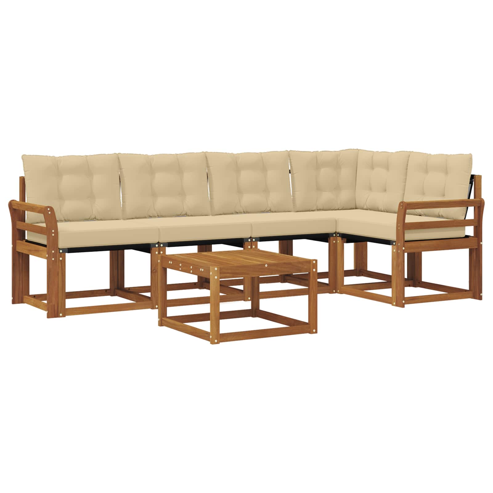 Buiten bankenset met kussen 6 pcs Natuurlijk en Beige is nu te koop bij PeponiXL, paradijselijk wonen!