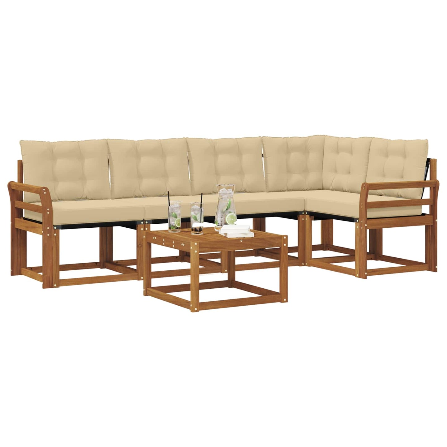 Buiten bankenset met kussen 6 pcs Natuurlijk en Beige is nu te koop bij PeponiXL, paradijselijk wonen!