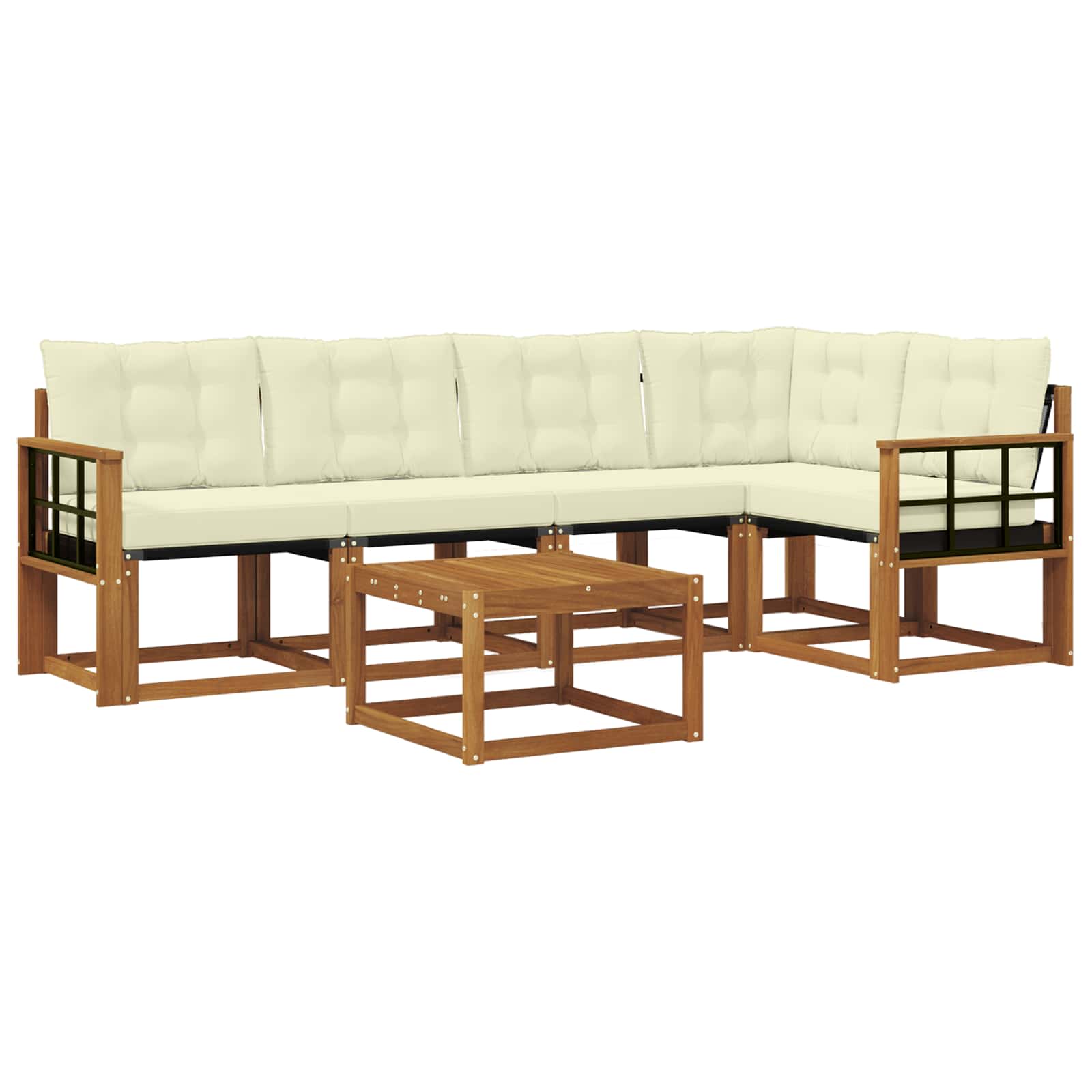 Buiten bankenset met kussen 6 pcs Natuurlijk en Crème is nu te koop bij PeponiXL, paradijselijk wonen!