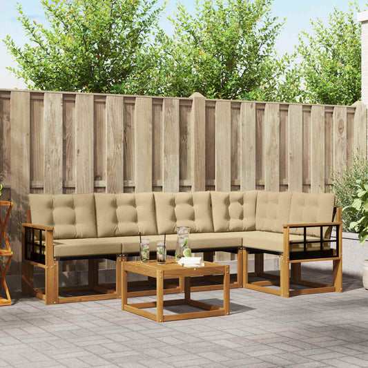 Buiten bankenset met kussen 6 pcs Natuurlijk en Beige is nu te koop bij PeponiXL, paradijselijk wonen!