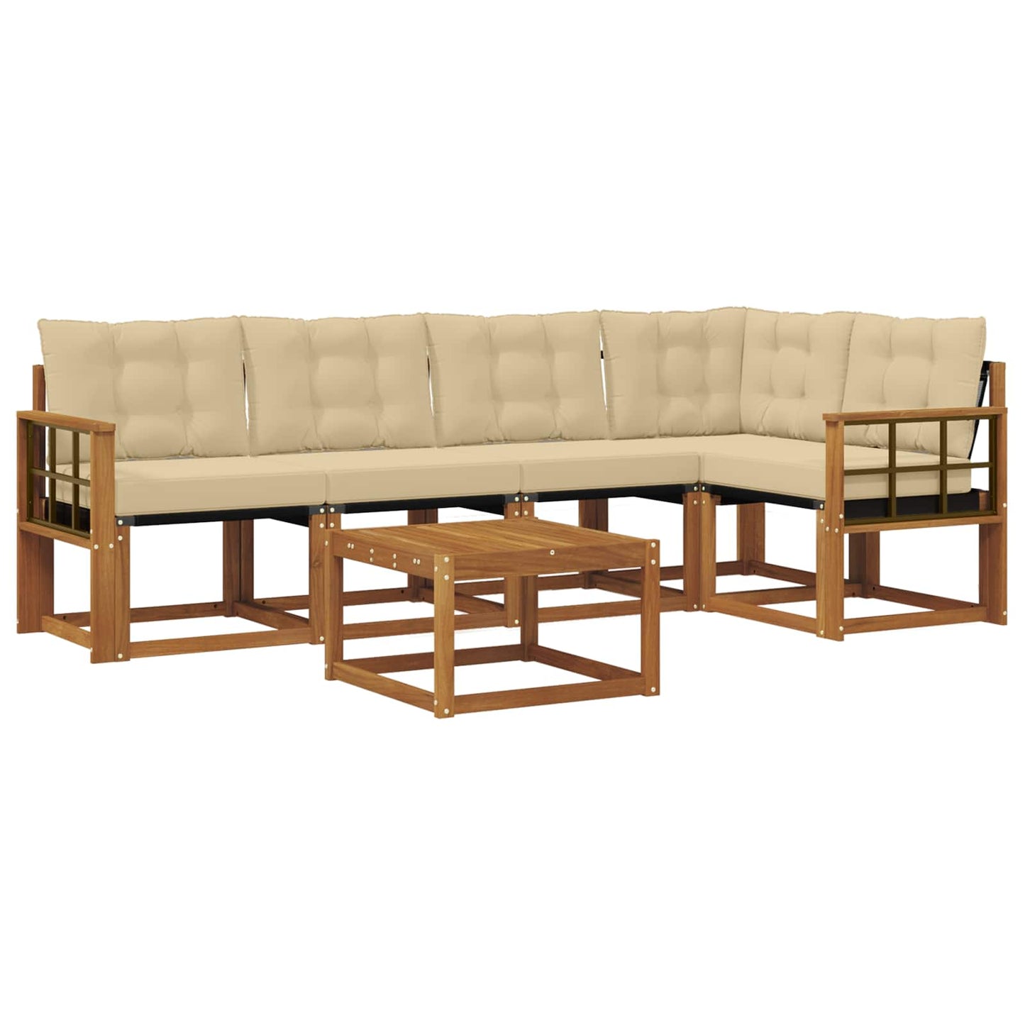 Buiten bankenset met kussen 6 pcs Natuurlijk en Beige is nu te koop bij PeponiXL, paradijselijk wonen!