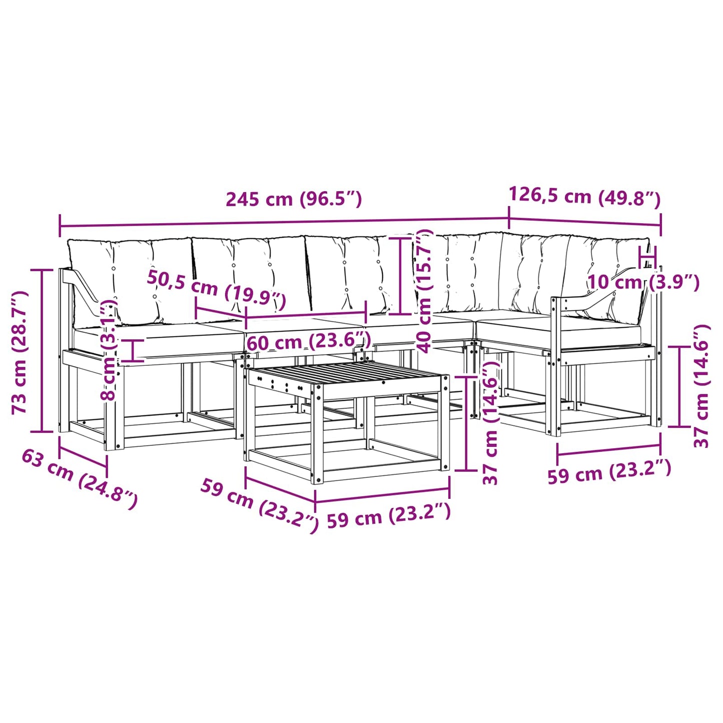Buiten bankenset met kussen 6 pcs Natuurlijk en Crème is nu te koop bij PeponiXL, paradijselijk wonen!