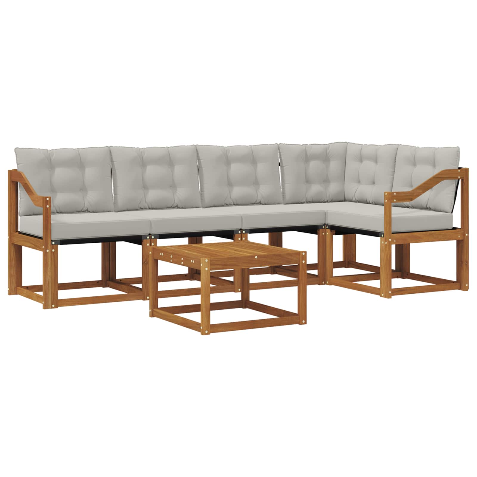Buiten bankenset met kussen 6 pcs Natuurlijk en Lichtgrijs is nu te koop bij PeponiXL, paradijselijk wonen!