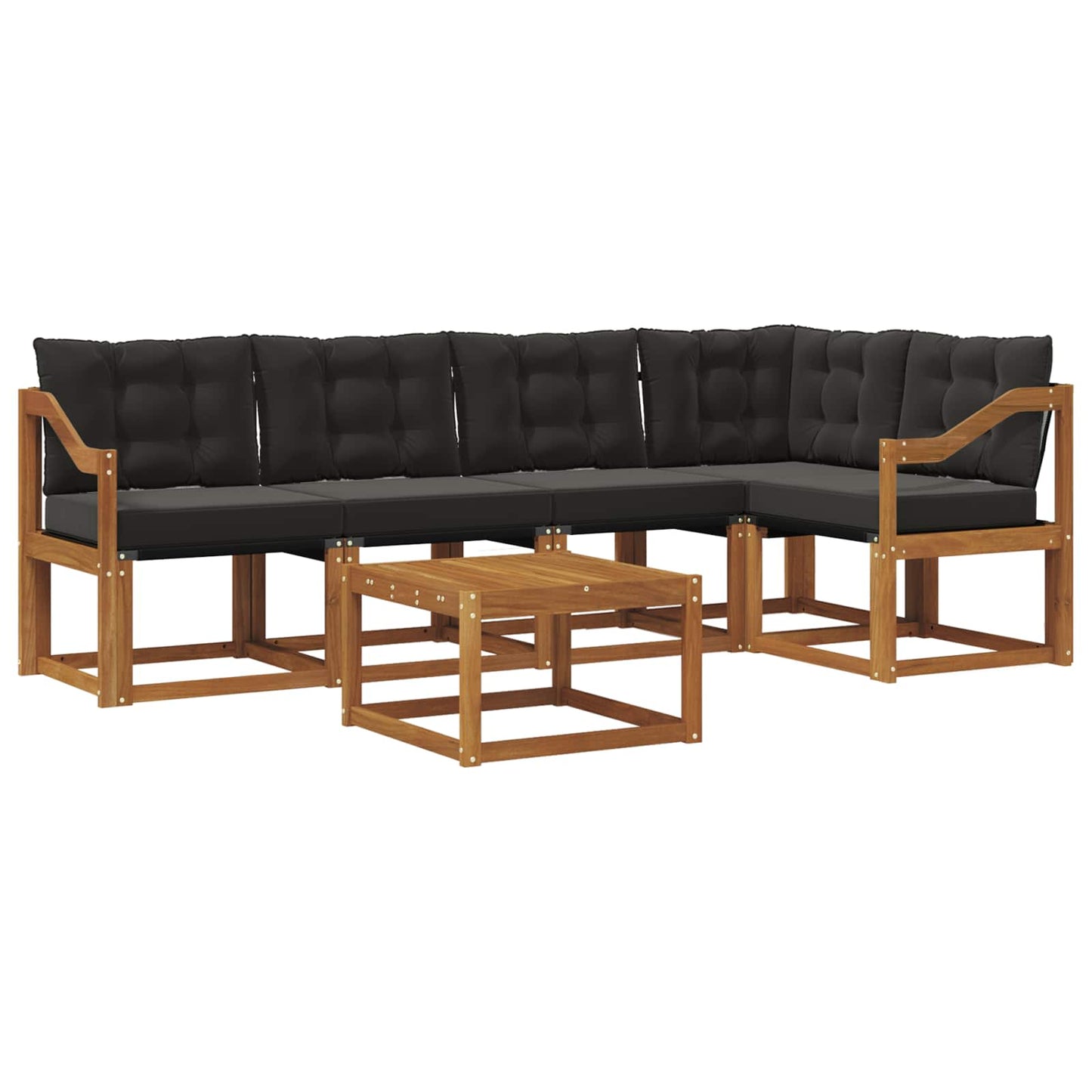 Buiten bankenset met kussen 6 pcs Natuurlijk en Zwart is nu te koop bij PeponiXL, paradijselijk wonen!