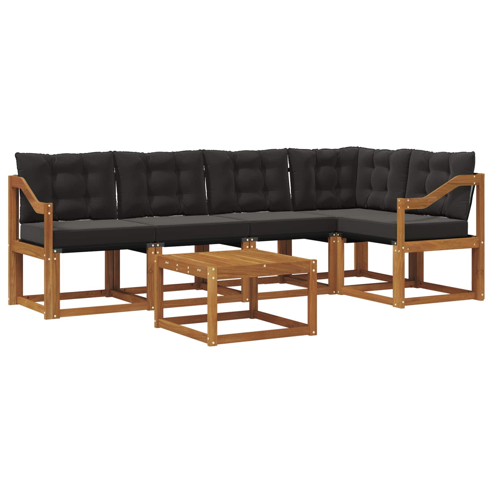 Buiten bankenset met kussen 6 pcs Natuurlijk en Zwart is nu te koop bij PeponiXL, paradijselijk wonen!
