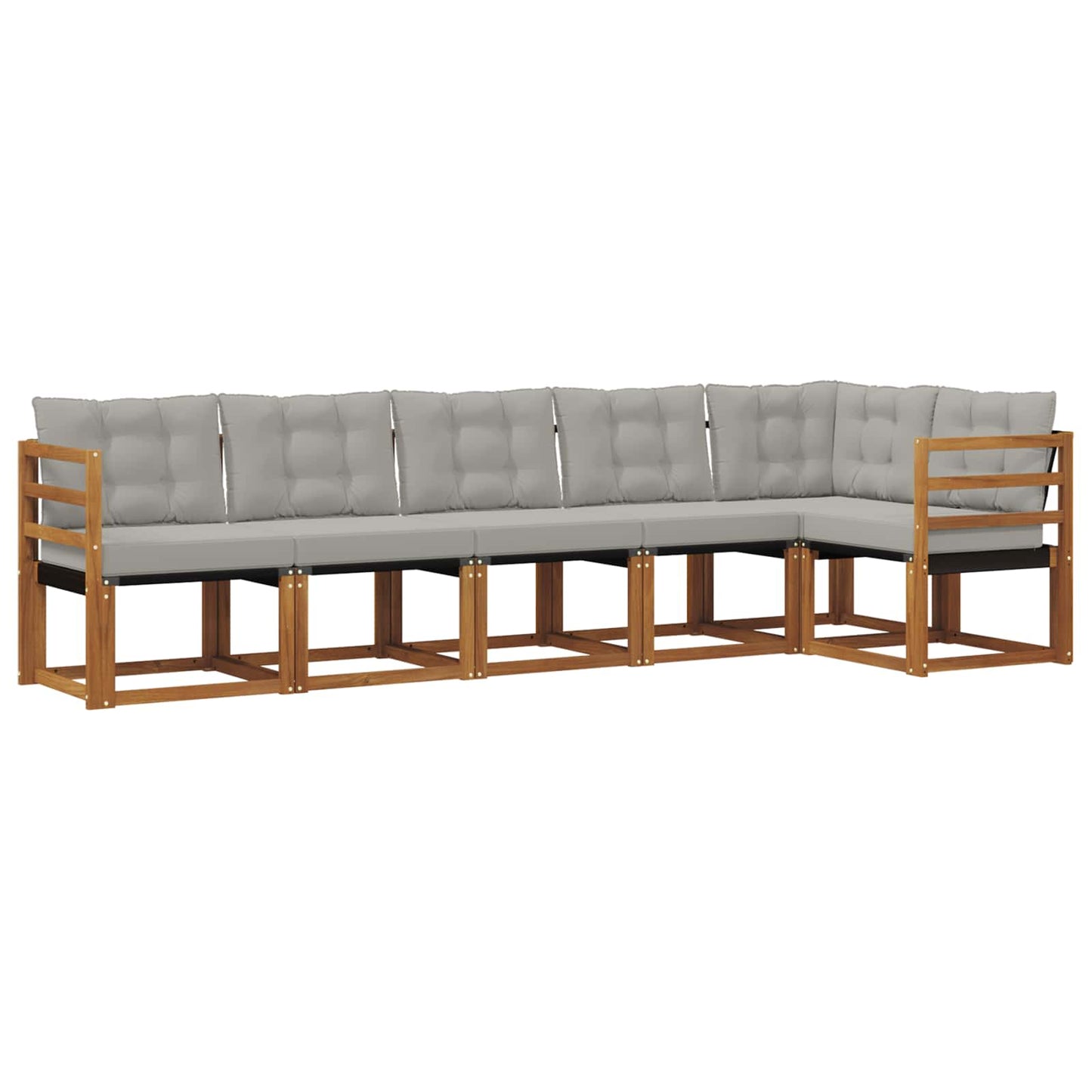 Buiten bankenset met kussen 6 pcs Natuurlijk en Lichtgrijs is nu te koop bij PeponiXL, paradijselijk wonen!