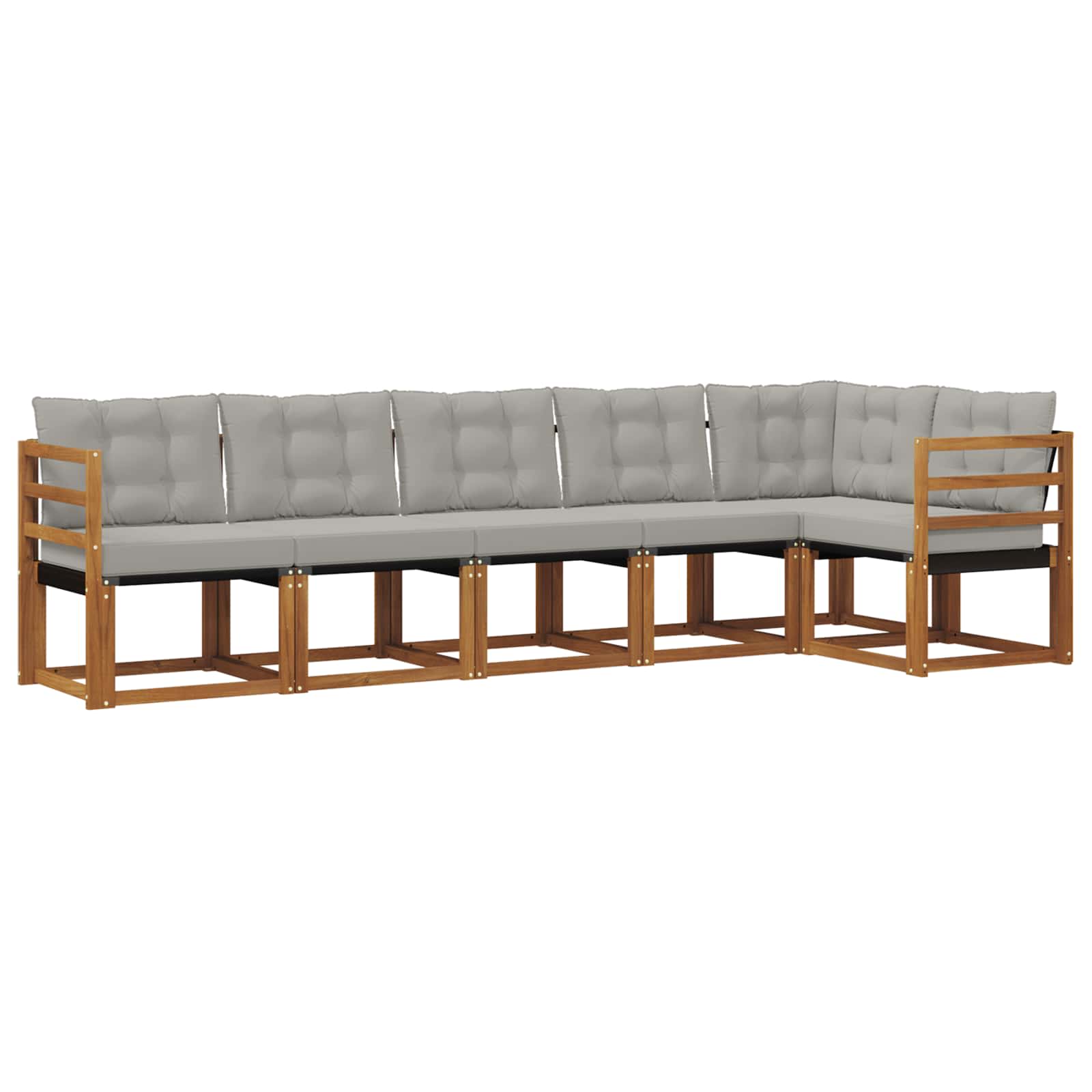 Buiten bankenset met kussen 6 pcs Natuurlijk en Lichtgrijs is nu te koop bij PeponiXL, paradijselijk wonen!