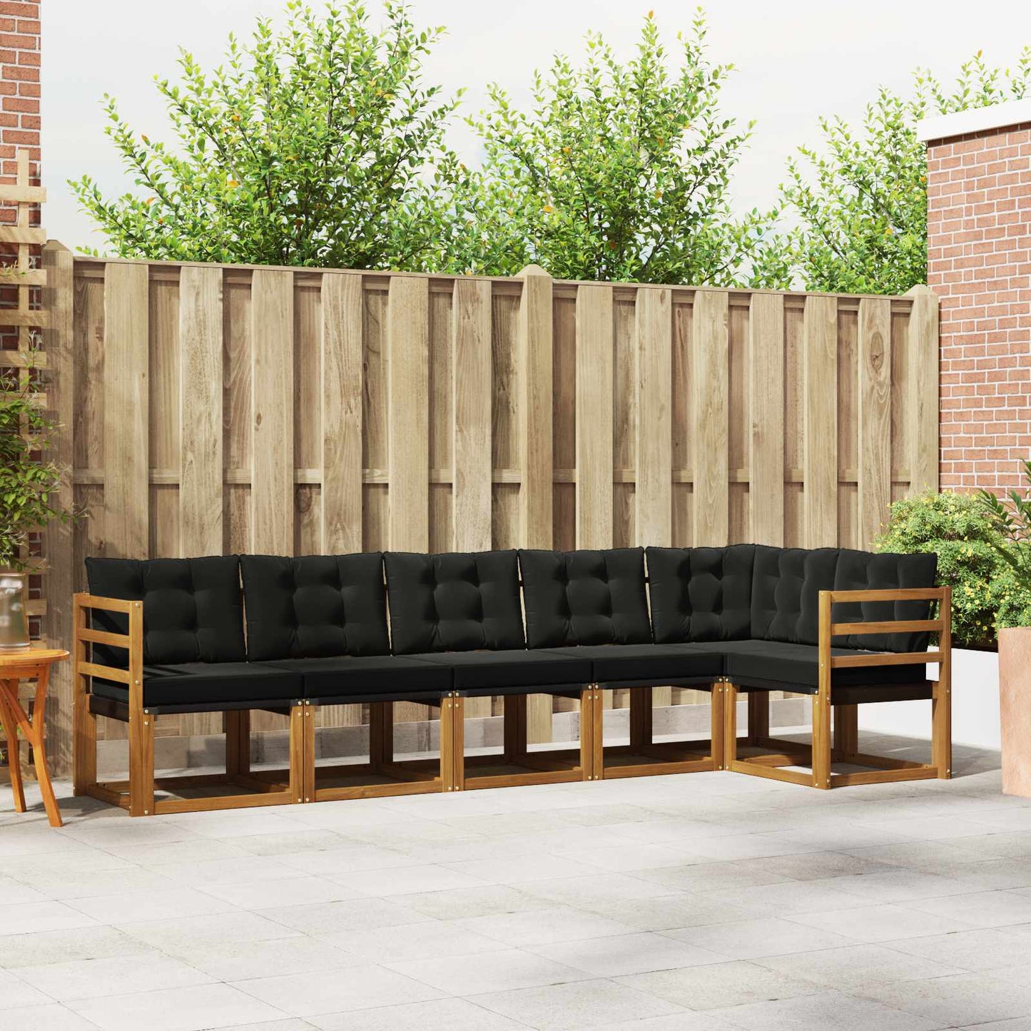 Buiten bankenset met kussen 6 pcs Natuurlijk en Zwart is nu te koop bij PeponiXL, paradijselijk wonen!