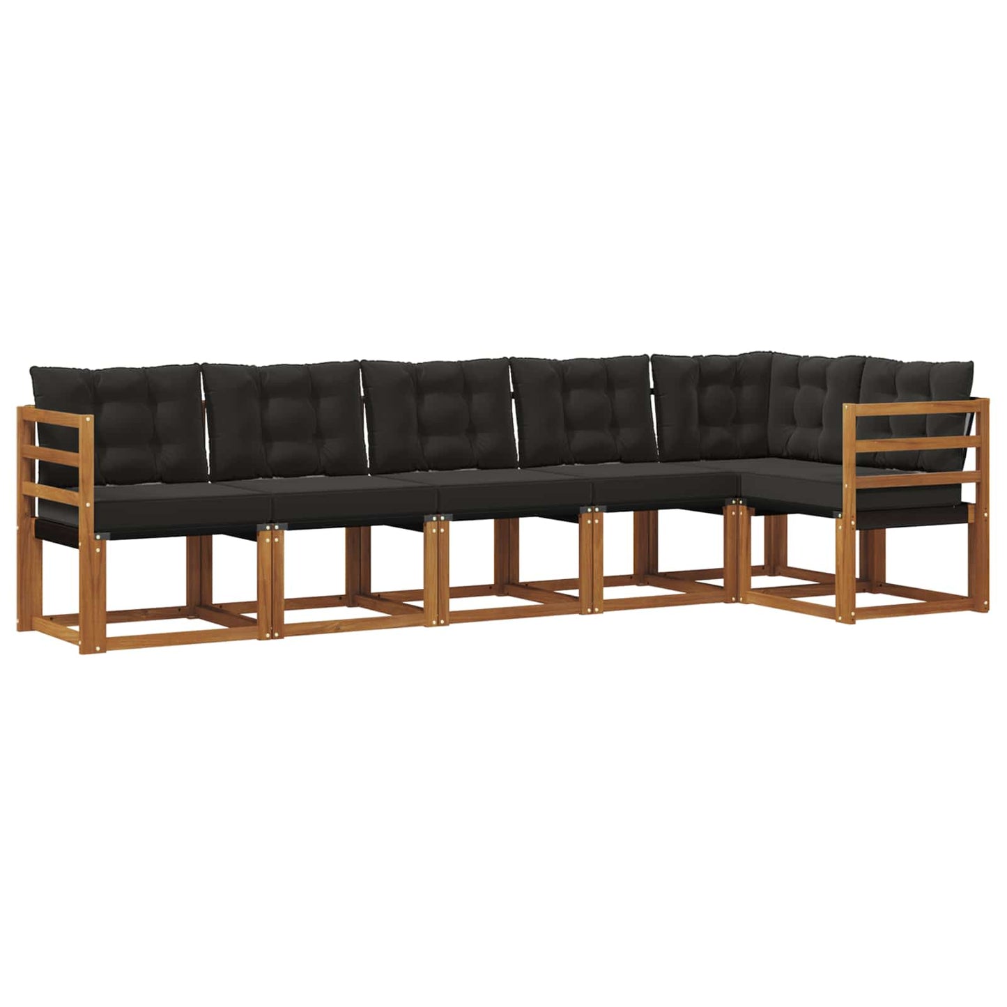 Buiten bankenset met kussen 6 pcs Natuurlijk en Zwart is nu te koop bij PeponiXL, paradijselijk wonen!