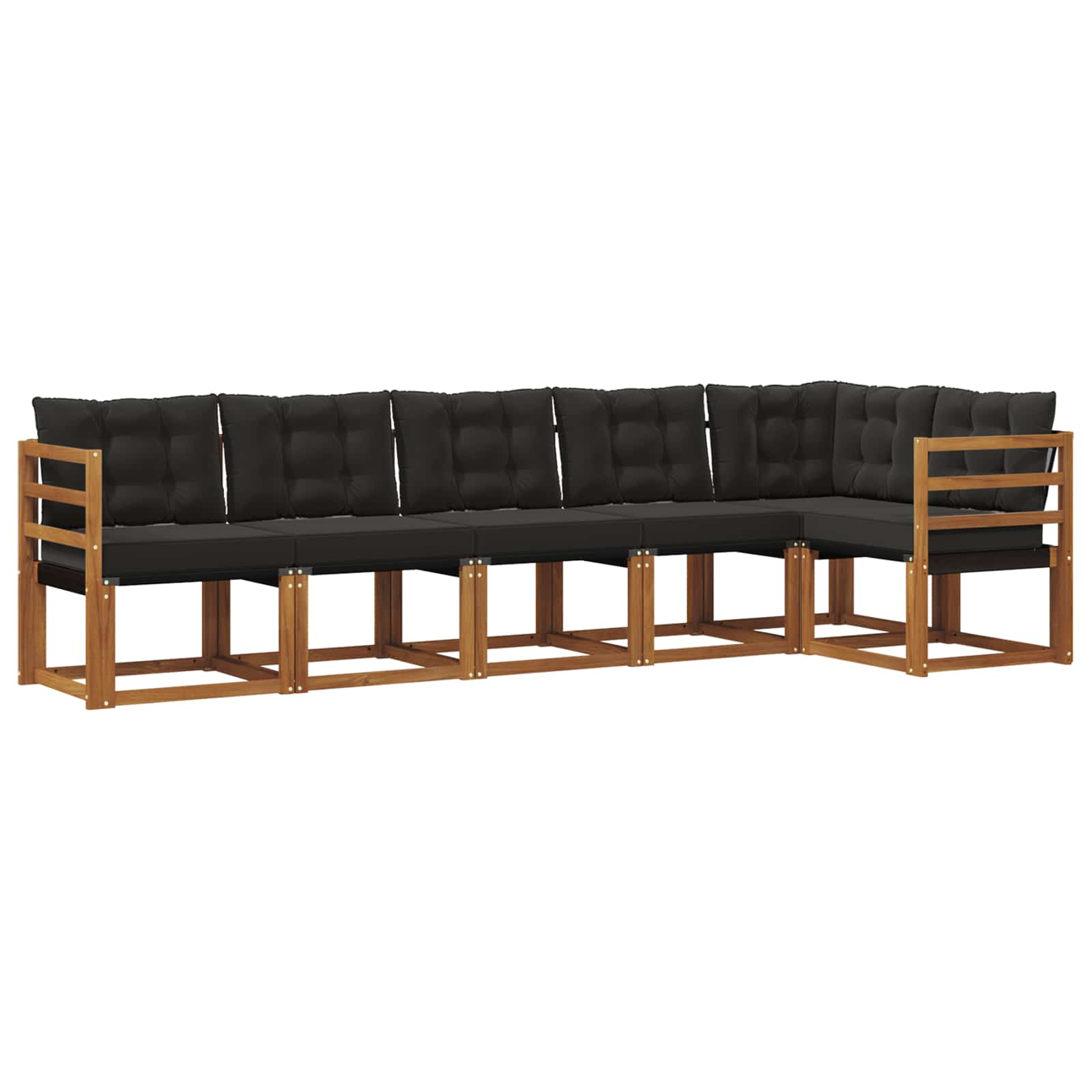 Buiten bankenset met kussen 6 pcs Natuurlijk en Zwart is nu te koop bij PeponiXL, paradijselijk wonen!