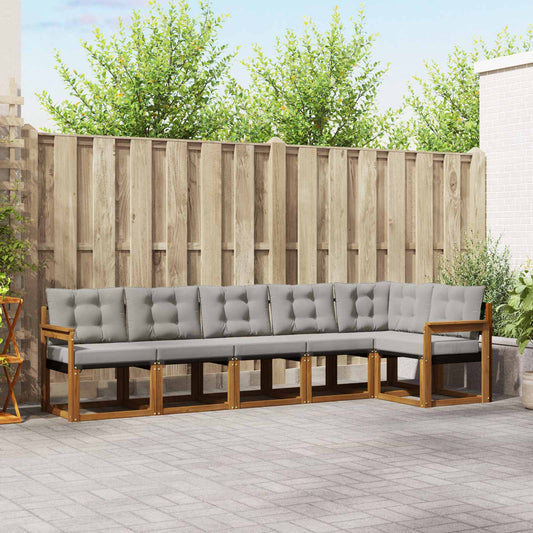Buiten bankenset met kussen 6 pcs Natuurlijk en Lichtgrijs is nu te koop bij PeponiXL, paradijselijk wonen!