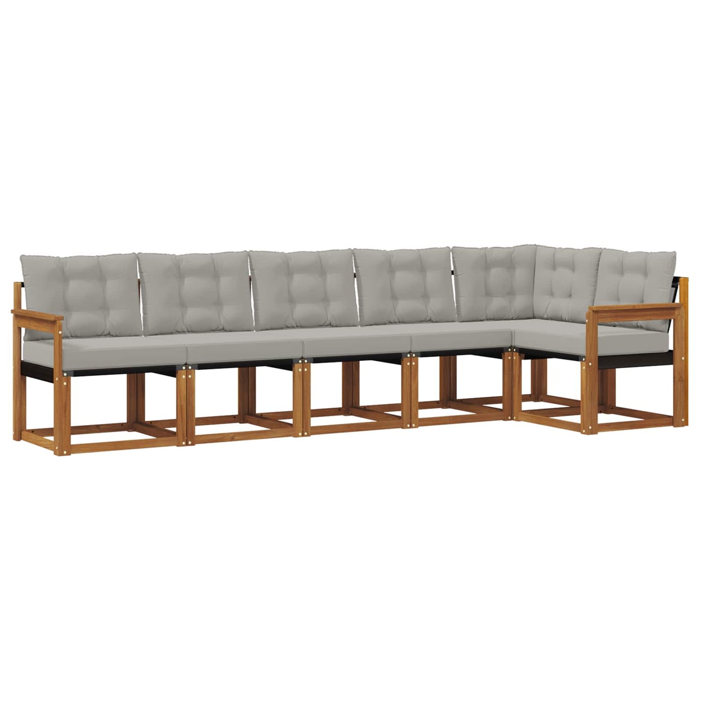 Buiten bankenset met kussen 6 pcs Natuurlijk en Lichtgrijs is nu te koop bij PeponiXL, paradijselijk wonen!