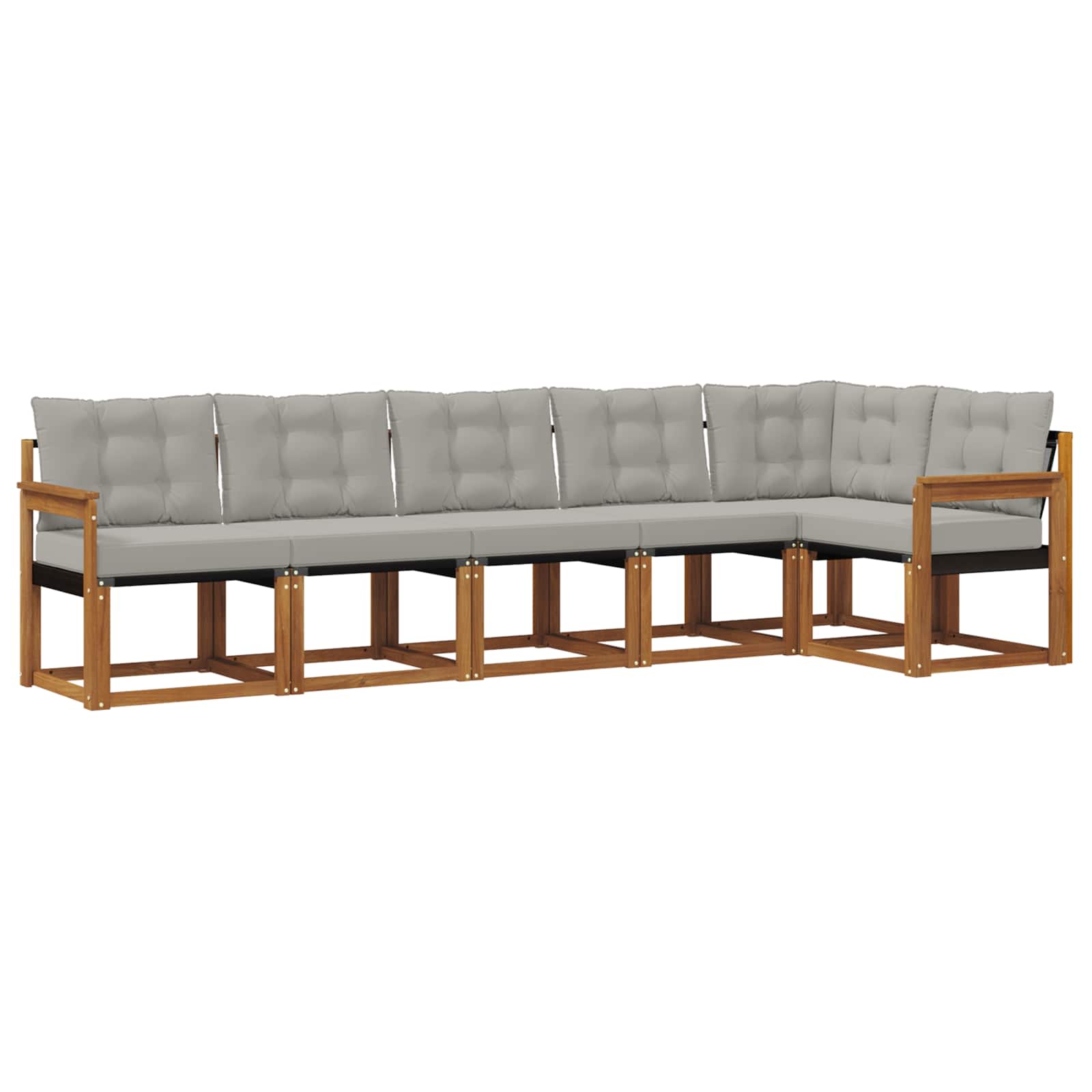 Buiten bankenset met kussen 6 pcs Natuurlijk en Lichtgrijs is nu te koop bij PeponiXL, paradijselijk wonen!