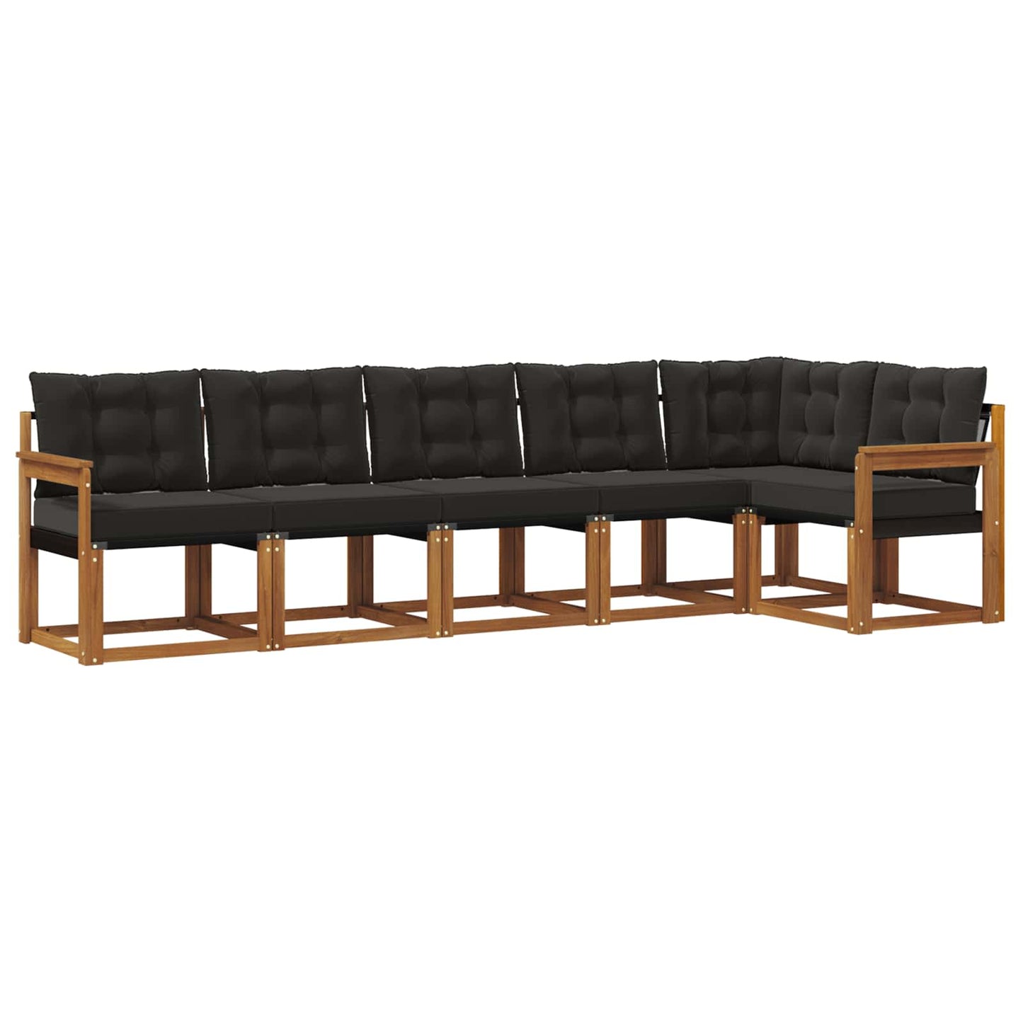 Buiten bankenset met kussen 6 pcs Natuurlijk en Zwart is nu te koop bij PeponiXL, paradijselijk wonen!