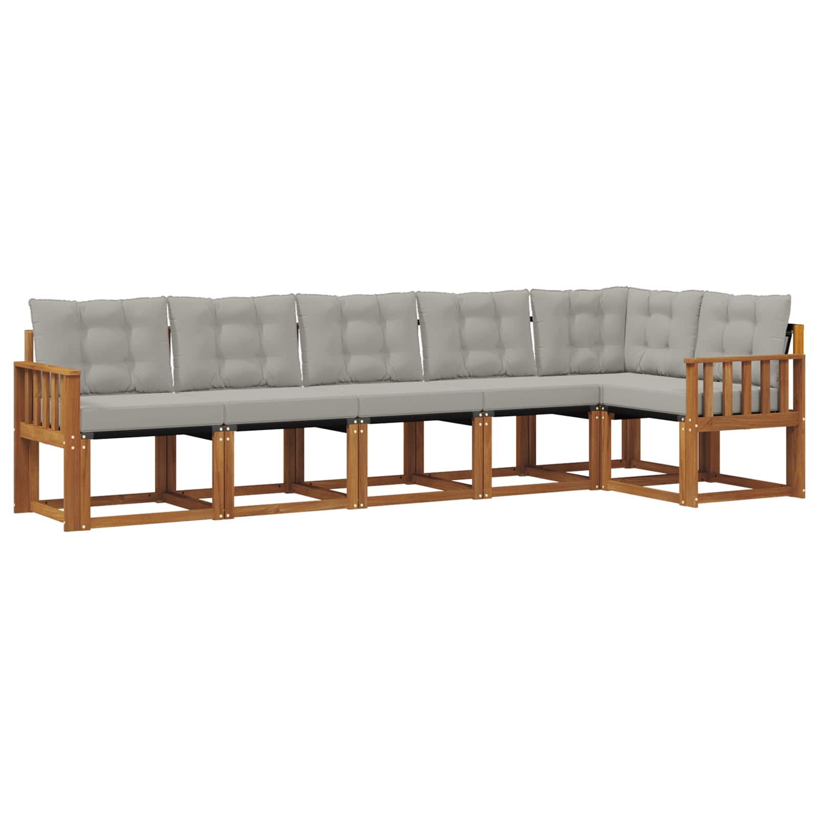 Buiten bankenset met kussen 6 pcs Natuurlijk en Lichtgrijs is nu te koop bij PeponiXL, paradijselijk wonen!