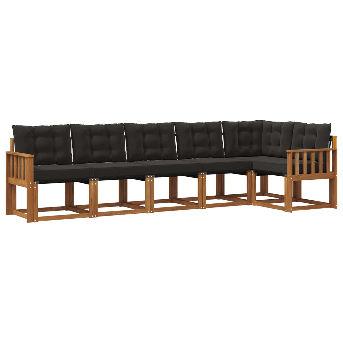 Buiten bankenset met kussen 6 pcs Natuurlijk en Zwart is nu te koop bij PeponiXL, paradijselijk wonen!