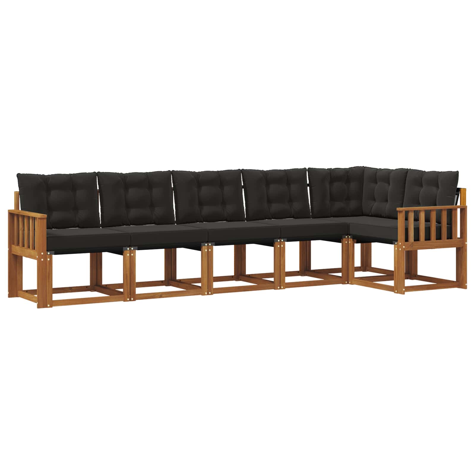 Buiten bankenset met kussen 6 pcs Natuurlijk en Zwart is nu te koop bij PeponiXL, paradijselijk wonen!