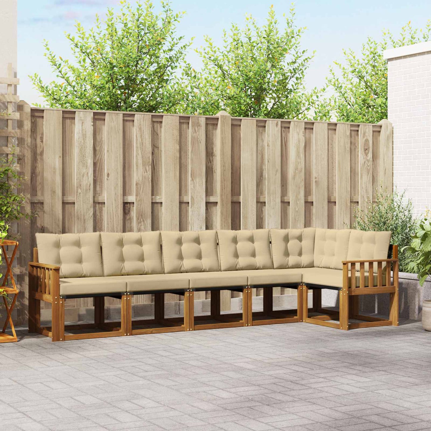 Buiten bankenset met kussen 6 pcs Natuurlijk en Beige is nu te koop bij PeponiXL, paradijselijk wonen!