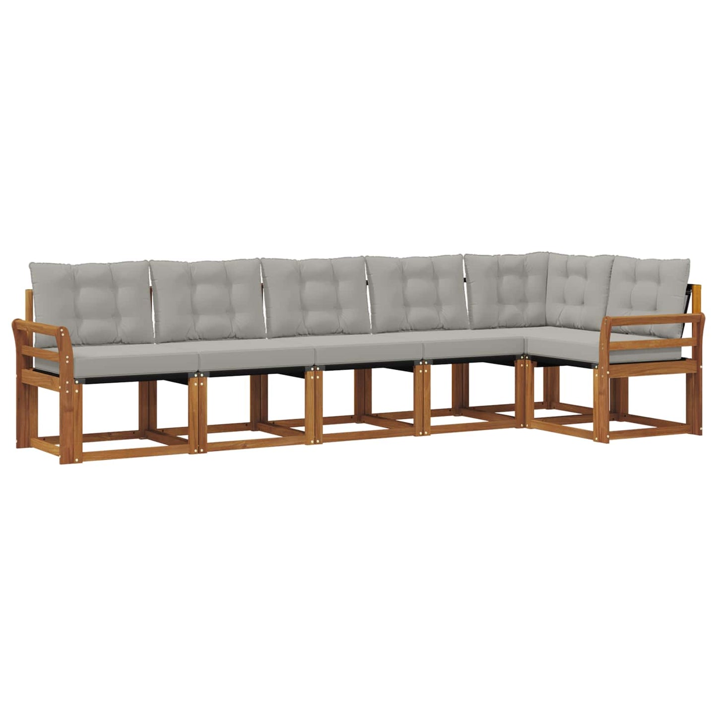 Buiten bankenset met kussen 6 pcs Natuurlijk en Lichtgrijs is nu te koop bij PeponiXL, paradijselijk wonen!