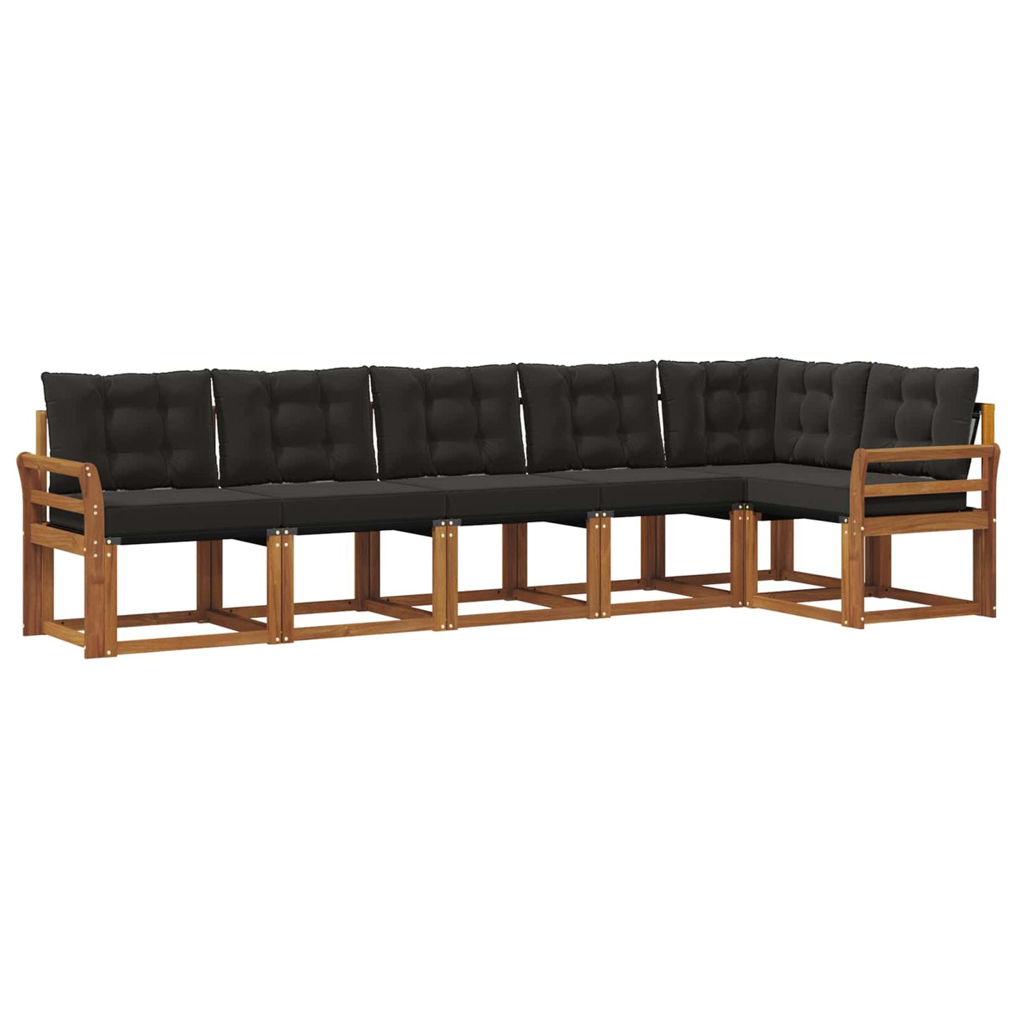 Buiten bankenset met kussen 6 pcs Natuurlijk en Zwart is nu te koop bij PeponiXL, paradijselijk wonen!