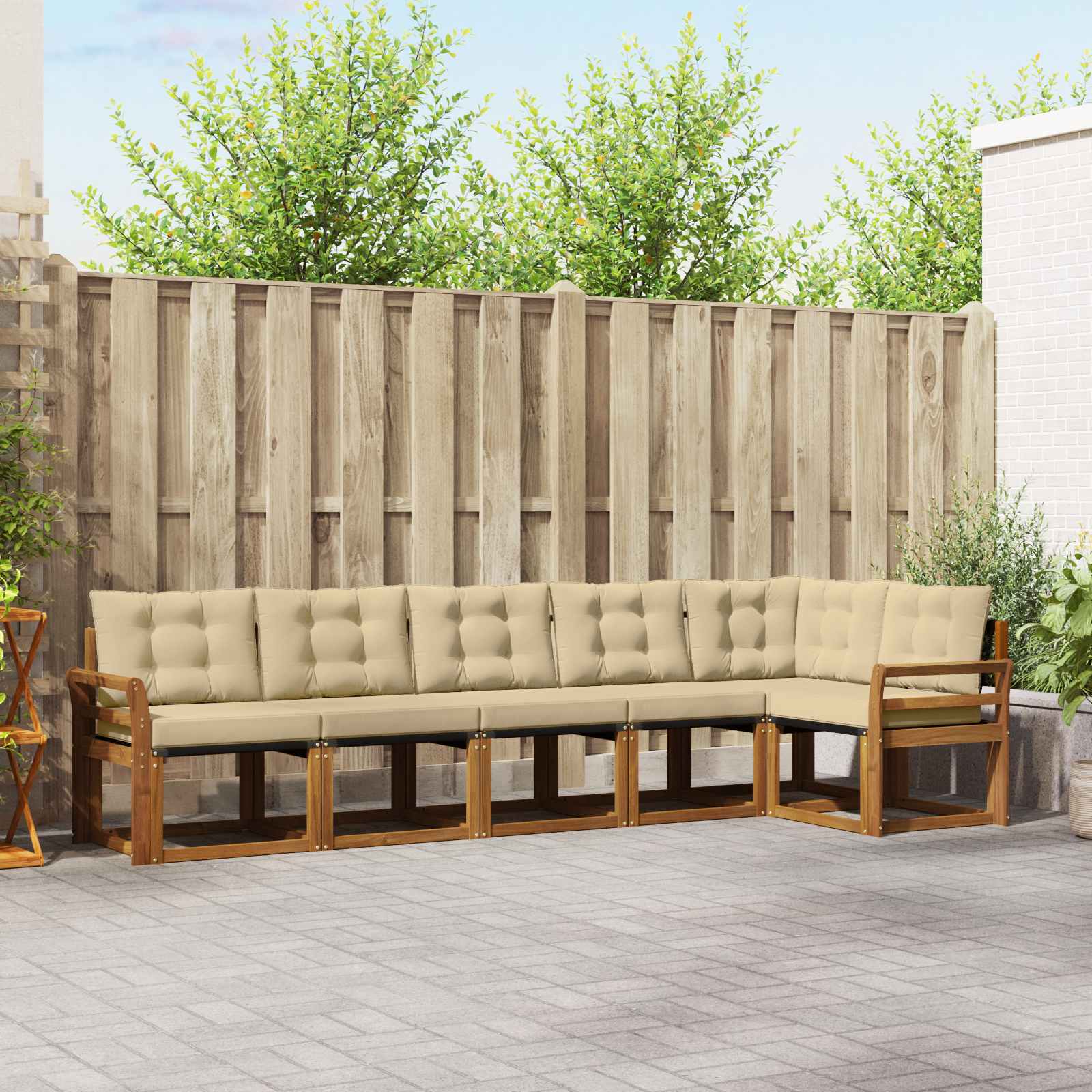 Buiten bankenset met kussen 6 pcs Natuurlijk en Beige is nu te koop bij PeponiXL, paradijselijk wonen!