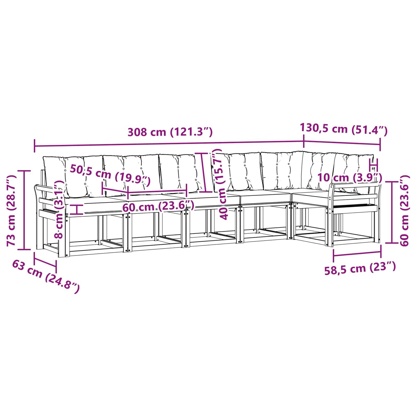Buiten bankenset met kussen 6 pcs Natuurlijk en Beige is nu te koop bij PeponiXL, paradijselijk wonen!
