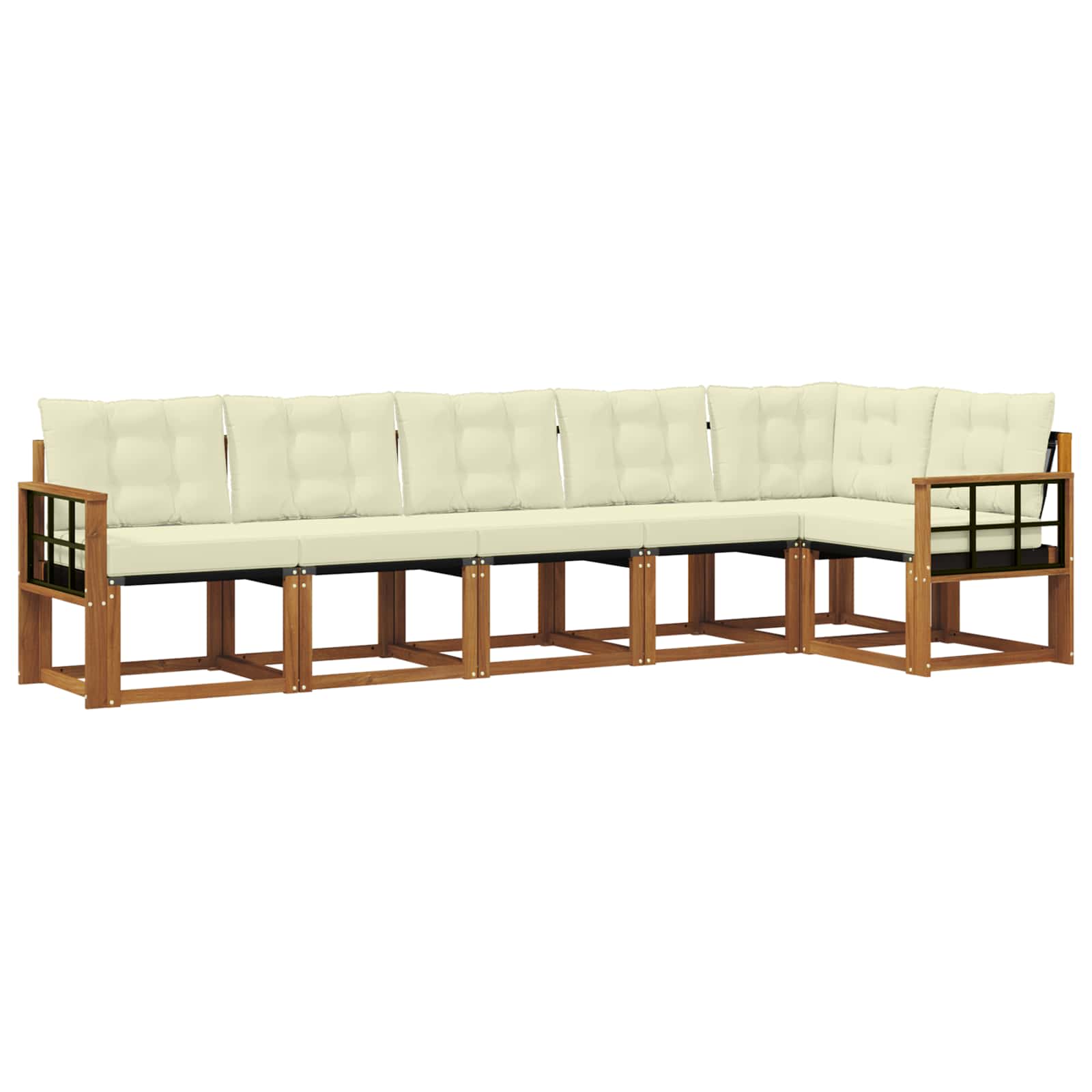 Buiten bankenset met kussen 6 pcs Natuurlijk en Crème is nu te koop bij PeponiXL, paradijselijk wonen!