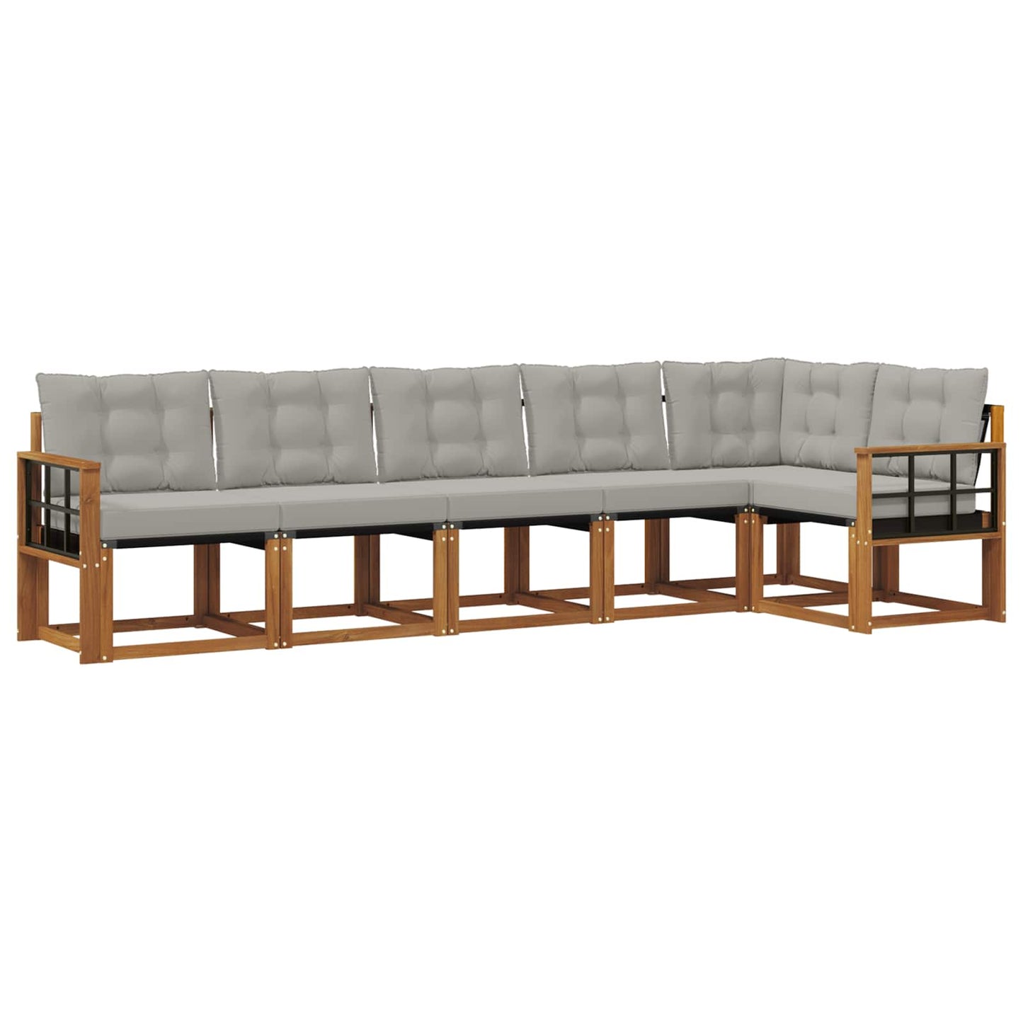 Buiten bankenset met kussen 6 pcs Natuurlijk en Lichtgrijs is nu te koop bij PeponiXL, paradijselijk wonen!