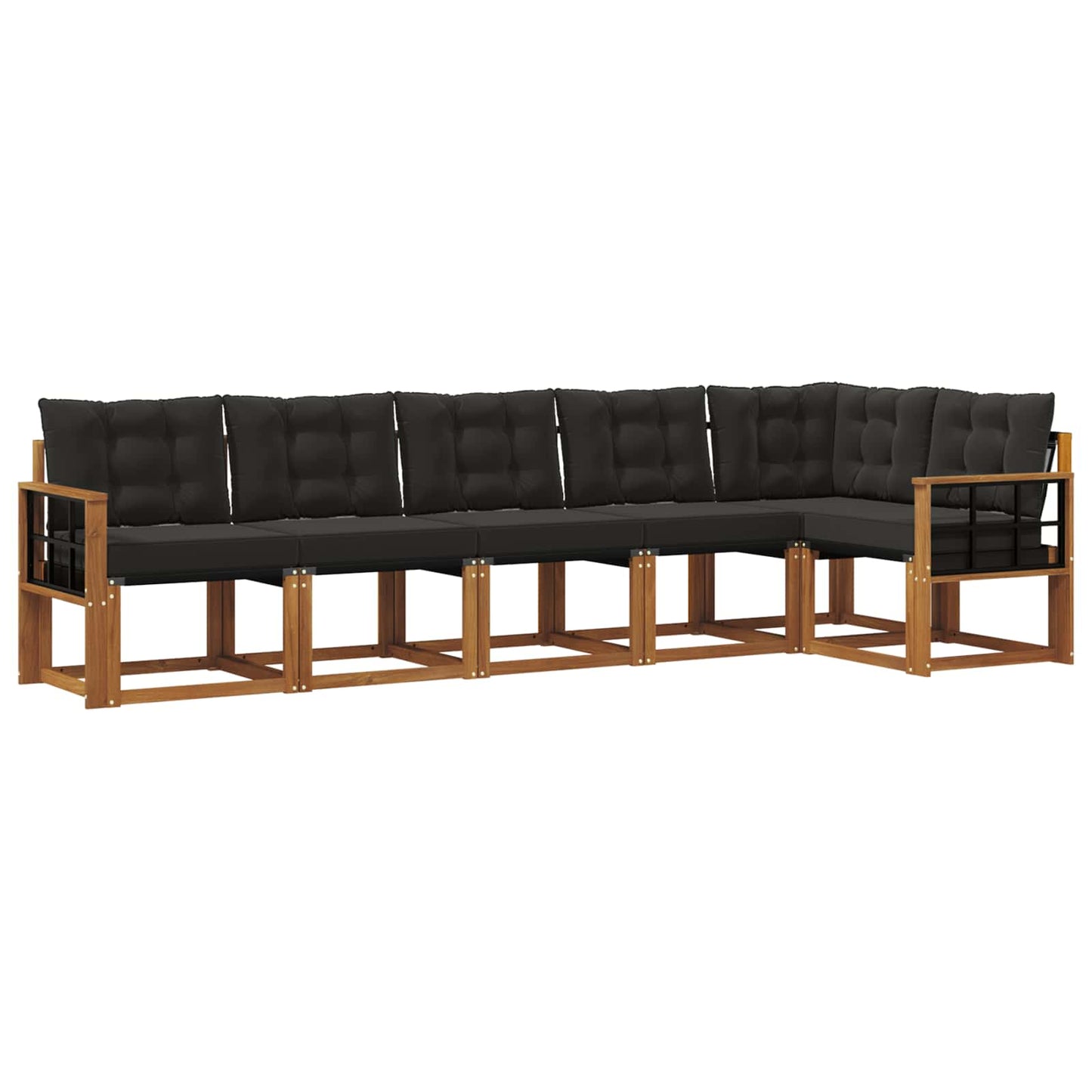 Buiten bankenset met kussen 6 pcs Natuurlijk en Zwart is nu te koop bij PeponiXL, paradijselijk wonen!