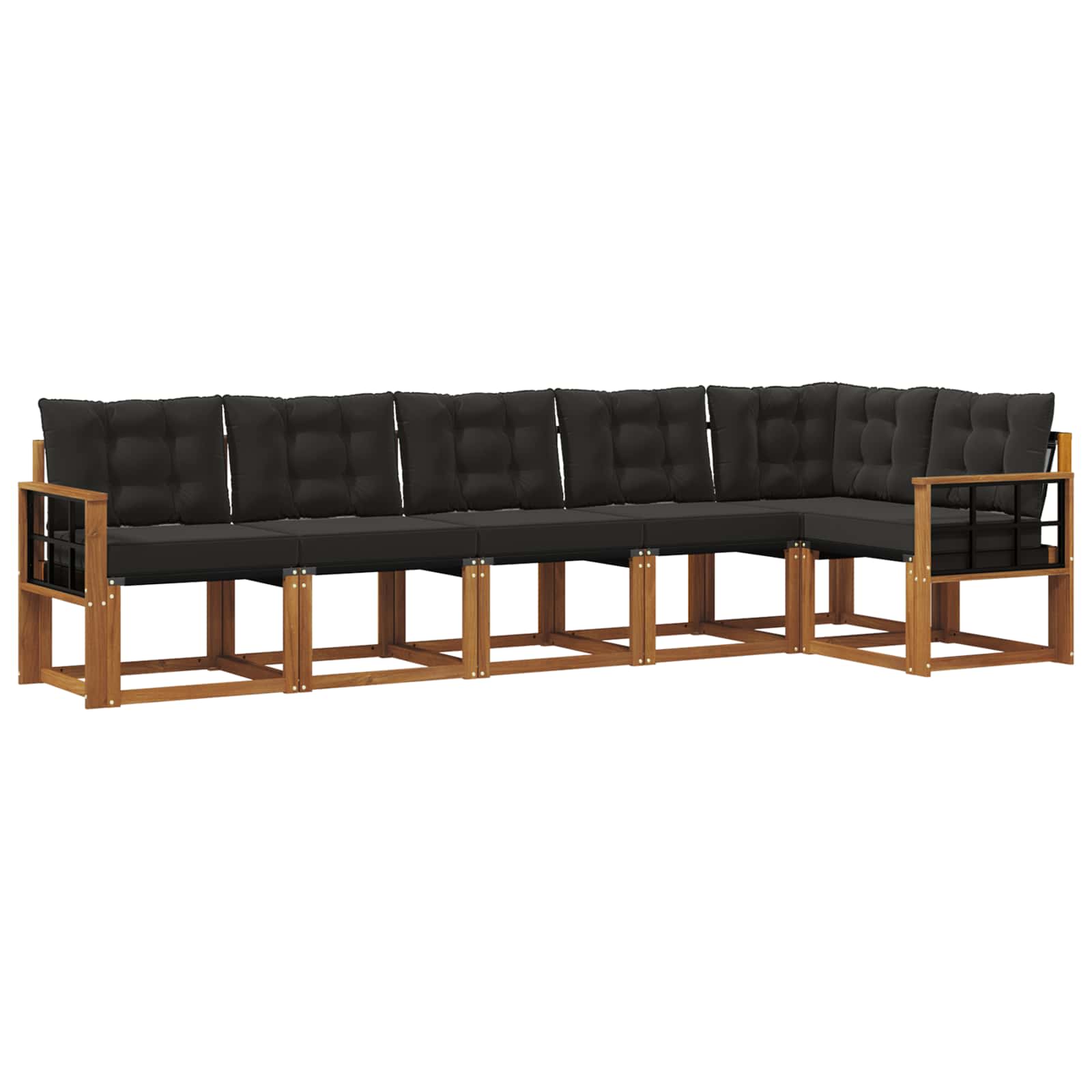 Buiten bankenset met kussen 6 pcs Natuurlijk en Zwart is nu te koop bij PeponiXL, paradijselijk wonen!