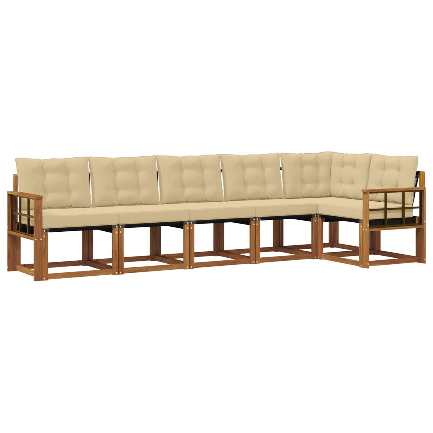Buiten bankenset met kussen 6 pcs Natuurlijk en Beige is nu te koop bij PeponiXL, paradijselijk wonen!