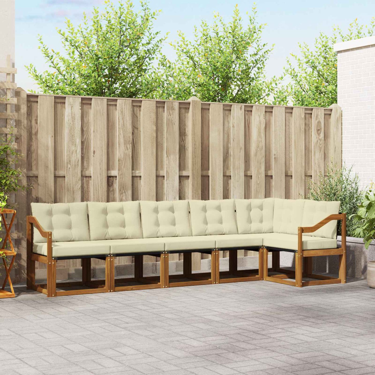 Buiten bankenset met kussen 6 pcs Natuurlijk en Crème is nu te koop bij PeponiXL, paradijselijk wonen!