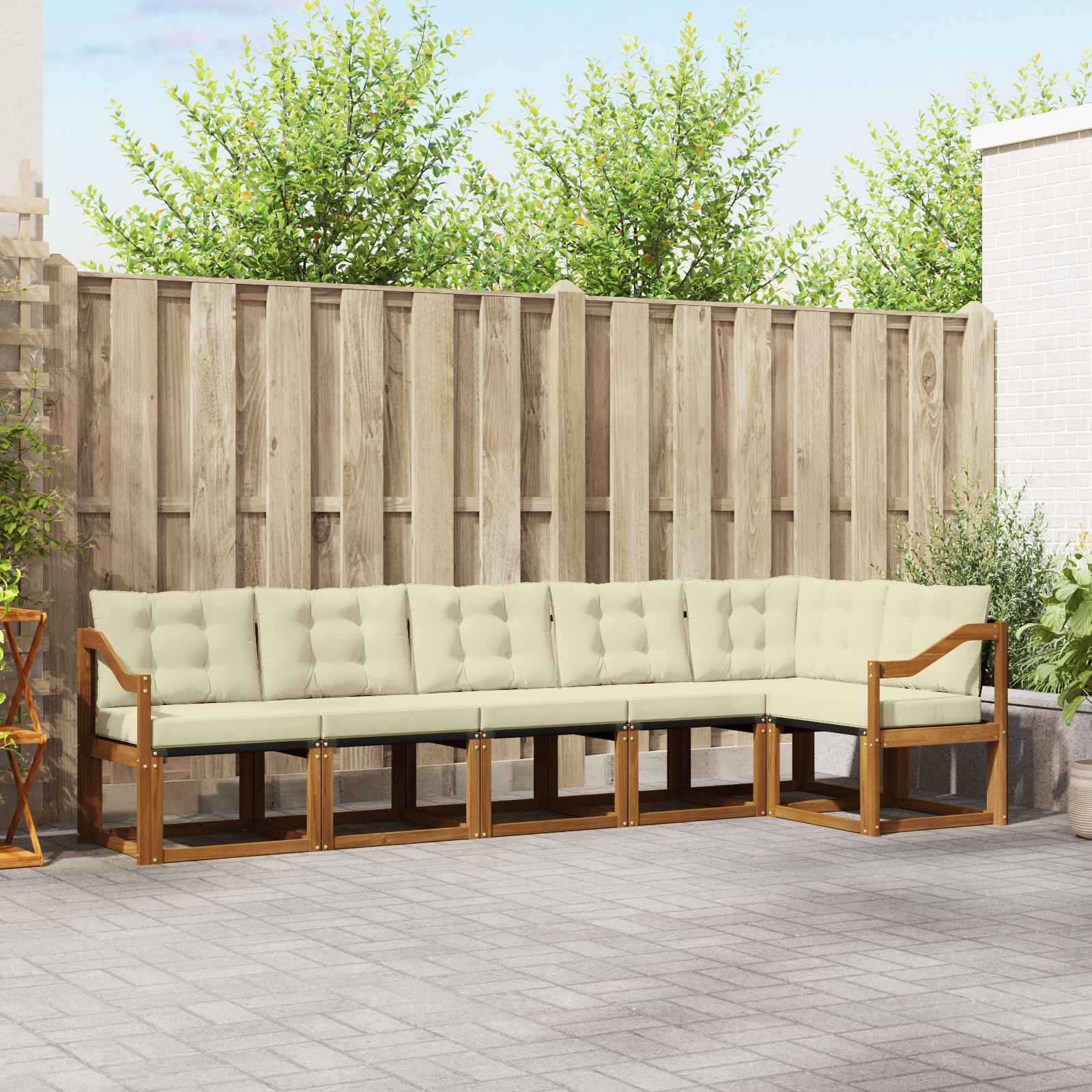 Buiten bankenset met kussen 6 pcs Natuurlijk en Crème is nu te koop bij PeponiXL, paradijselijk wonen!