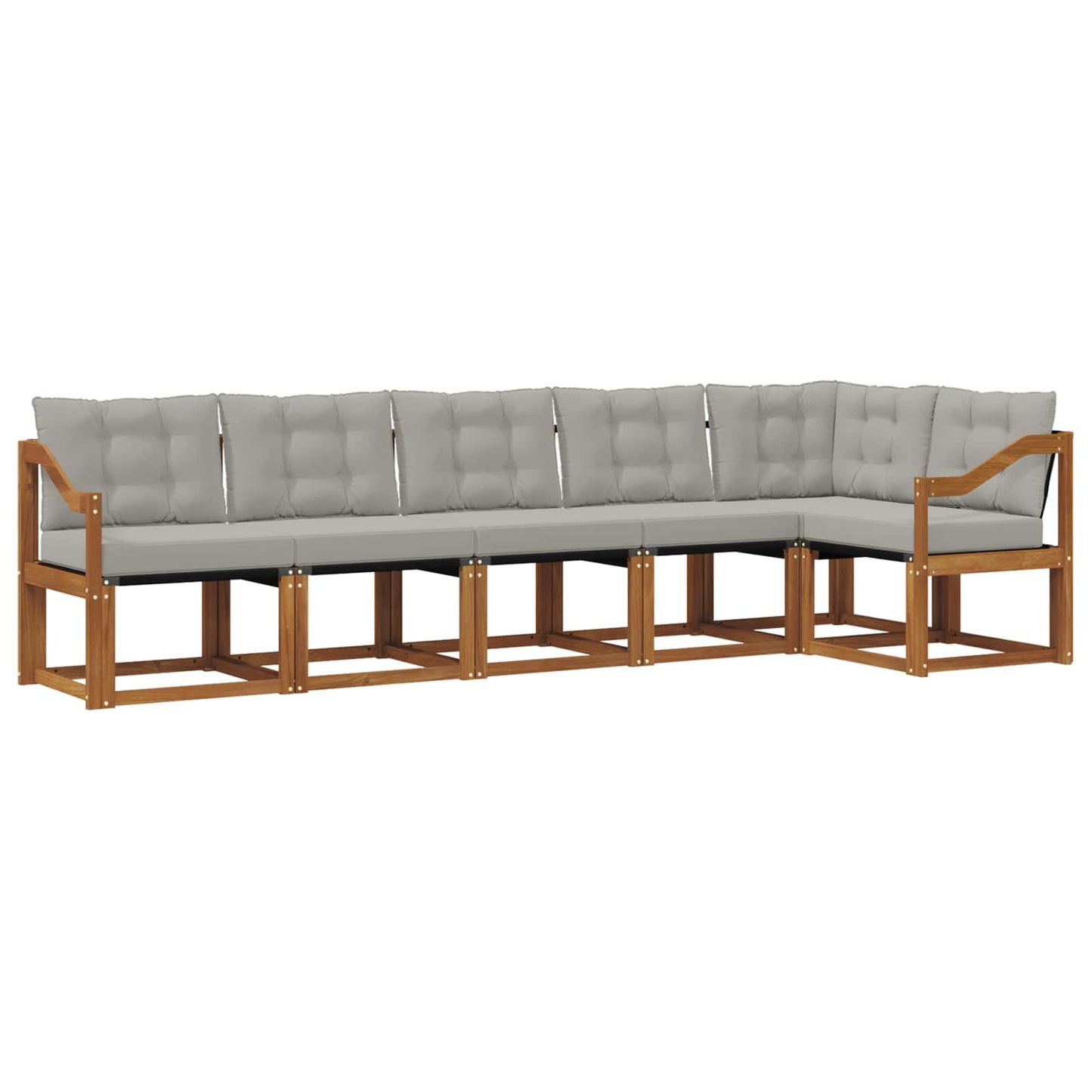 Buiten bankenset met kussen 6 pcs Natuurlijk en Lichtgrijs is nu te koop bij PeponiXL, paradijselijk wonen!