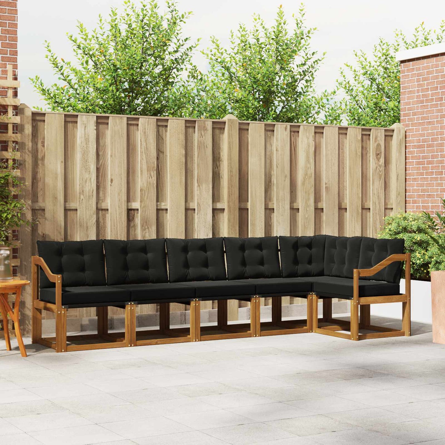 Buiten bankenset met kussen 6 pcs Natuurlijk en Zwart is nu te koop bij PeponiXL, paradijselijk wonen!