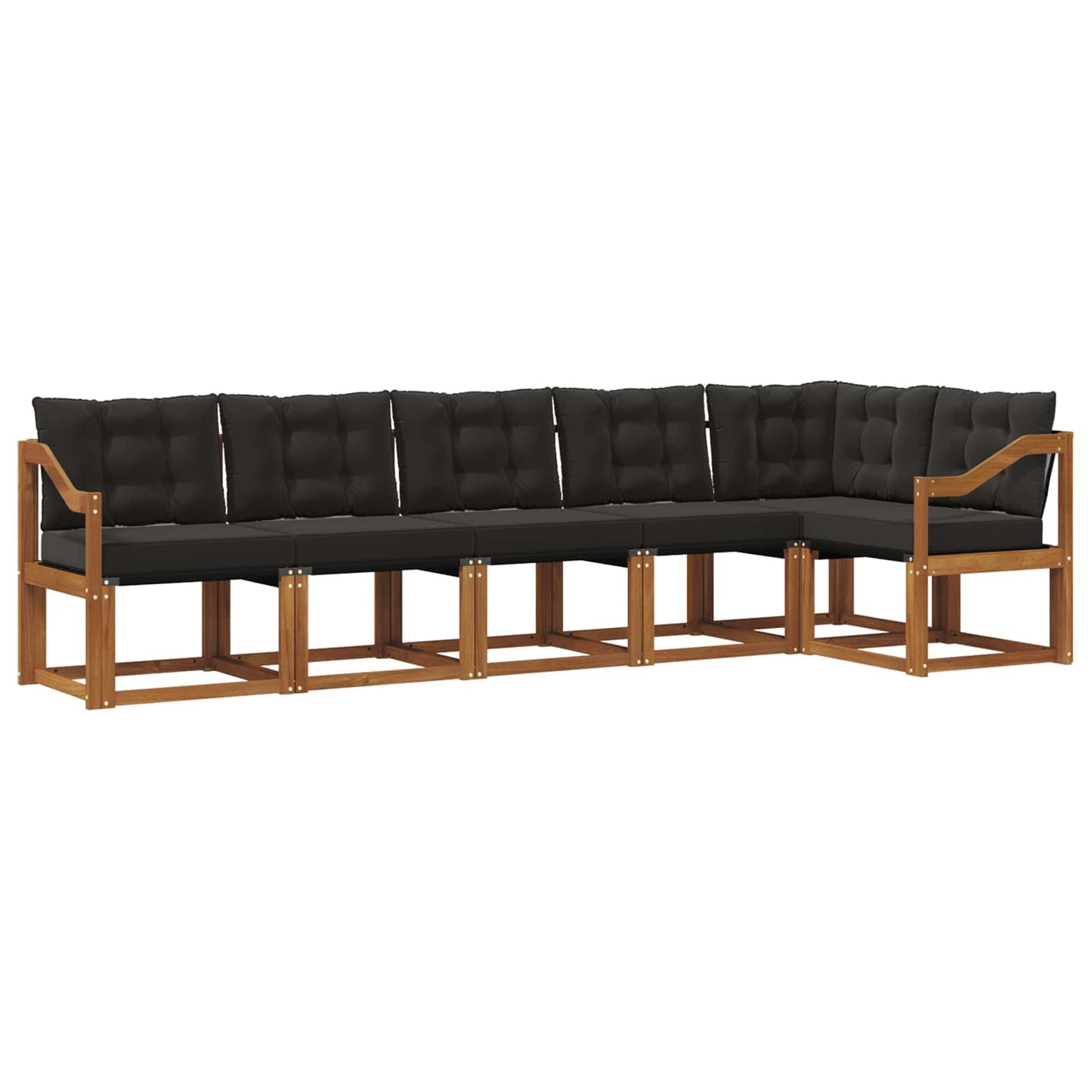 Buiten bankenset met kussen 6 pcs Natuurlijk en Zwart is nu te koop bij PeponiXL, paradijselijk wonen!