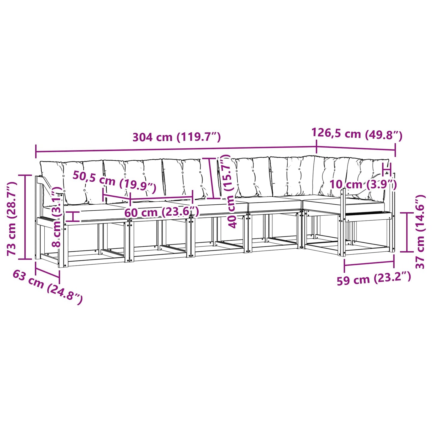 Buiten bankenset met kussen 6 pcs Natuurlijk en Zwart is nu te koop bij PeponiXL, paradijselijk wonen!